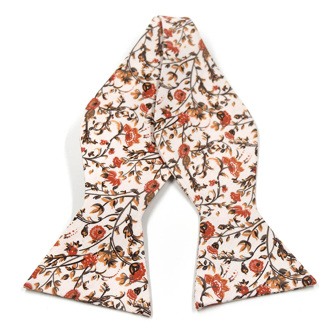 Floral Rust Blooms Self Tie Bow Tie
