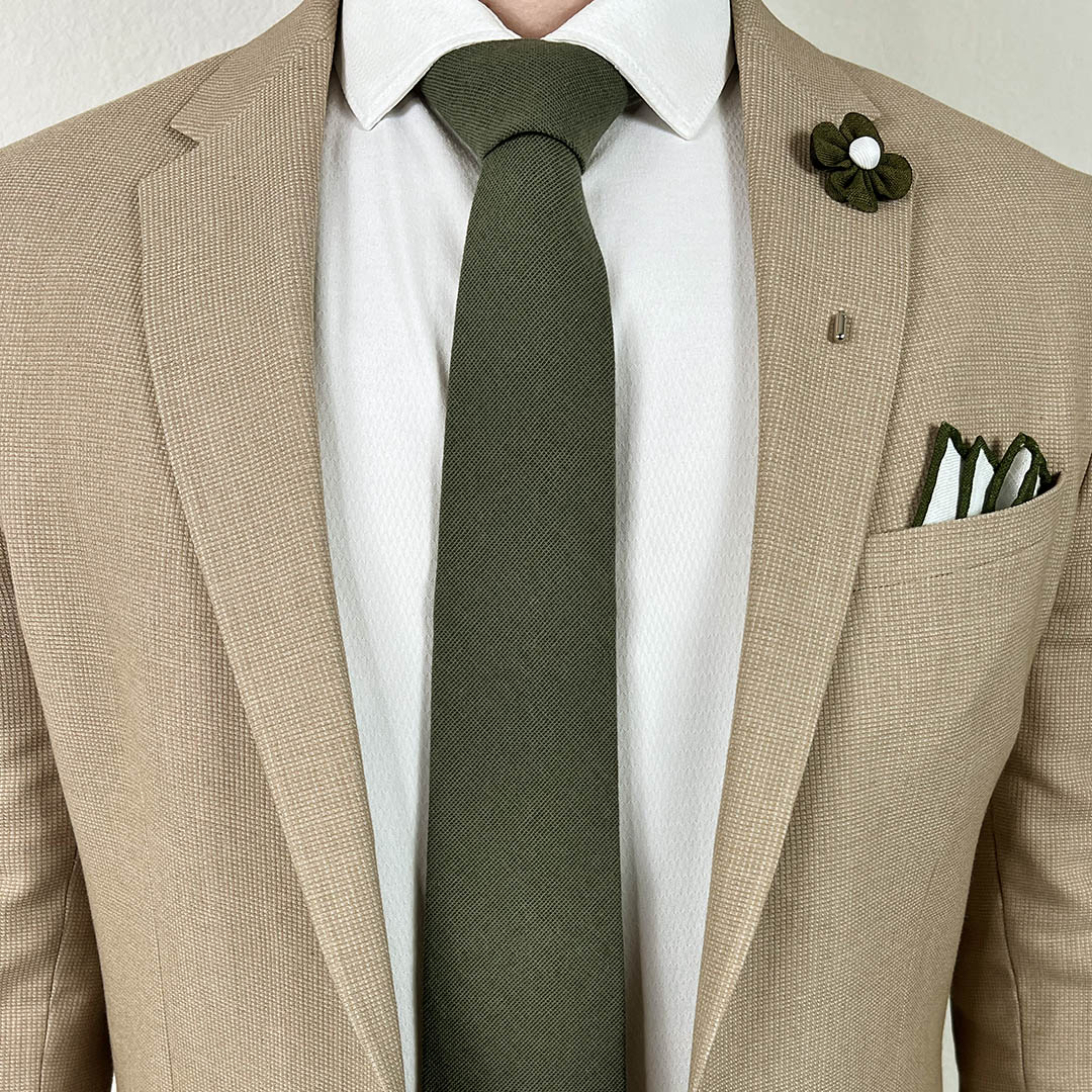 Kids Solid Olive Pre Tied Tie
