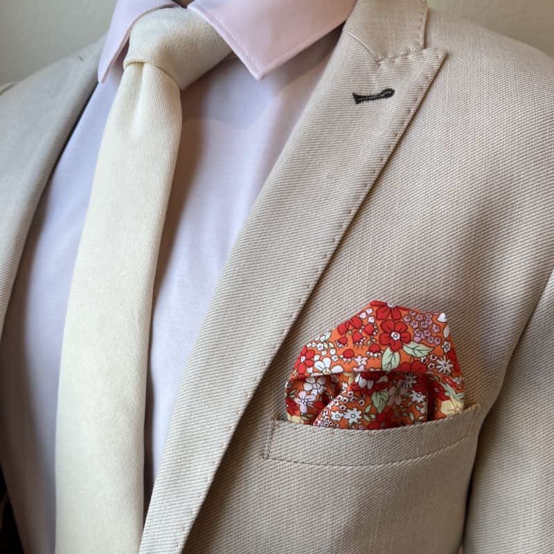 Floral Orange Blooms Pocket Square