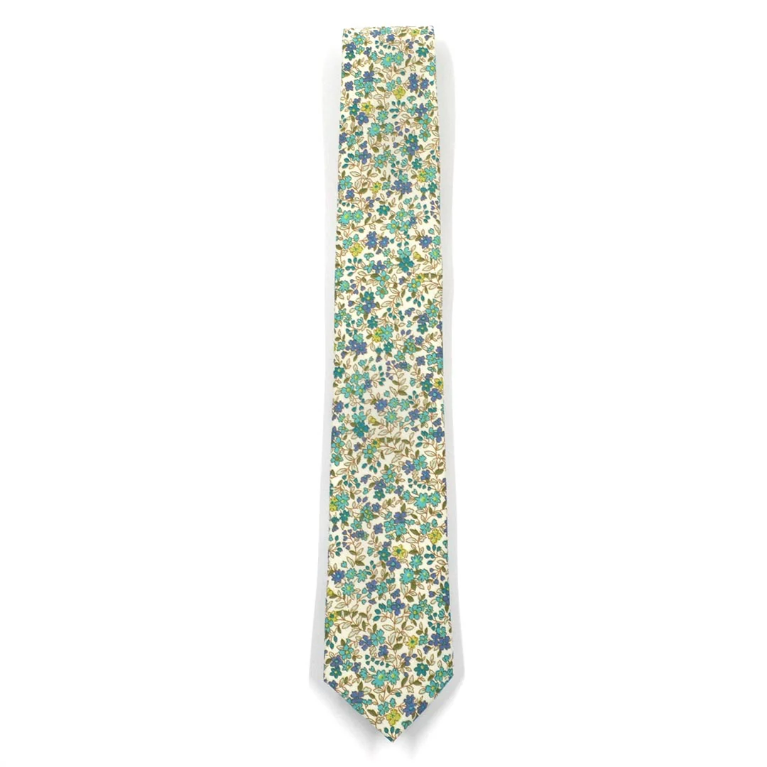 Floral Aqua Sea Blossoms Tie