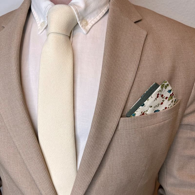 Floral Sage Linen Reversible Pocket Square