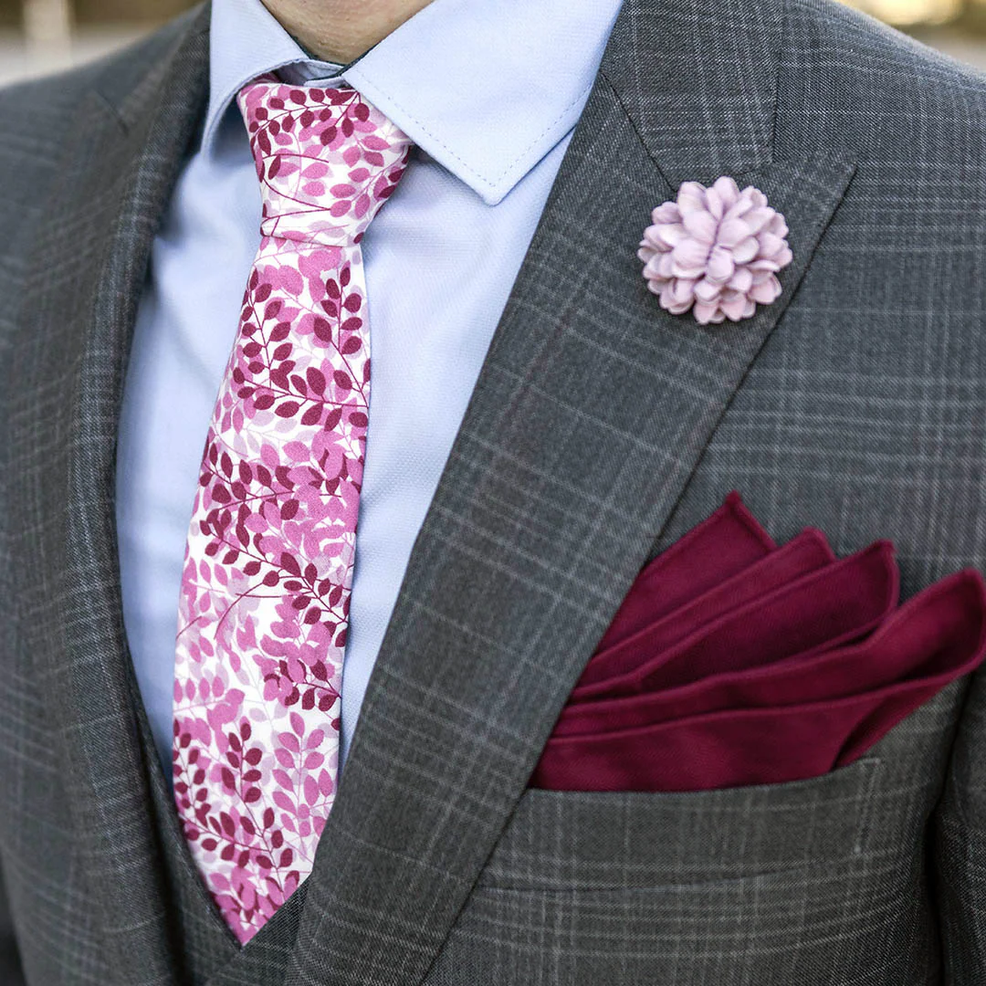 Floral Mauve Chianti Tie Set