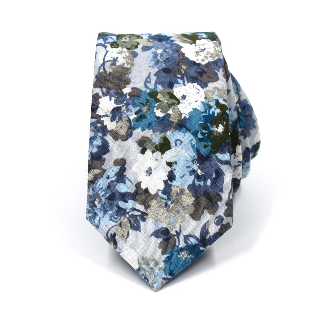 Floral Dusty Blue Tie