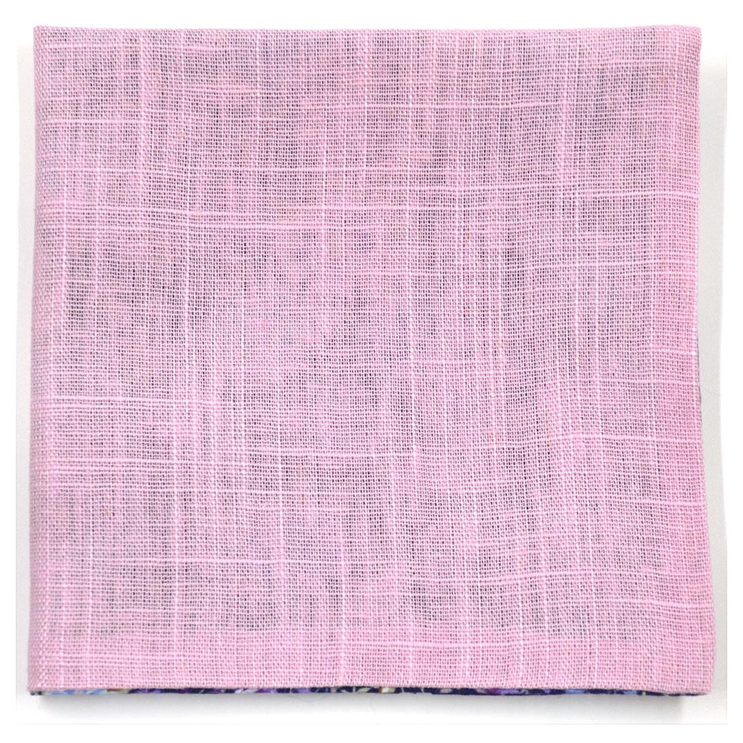 Floral Linen Pink Reversible Pocket Square