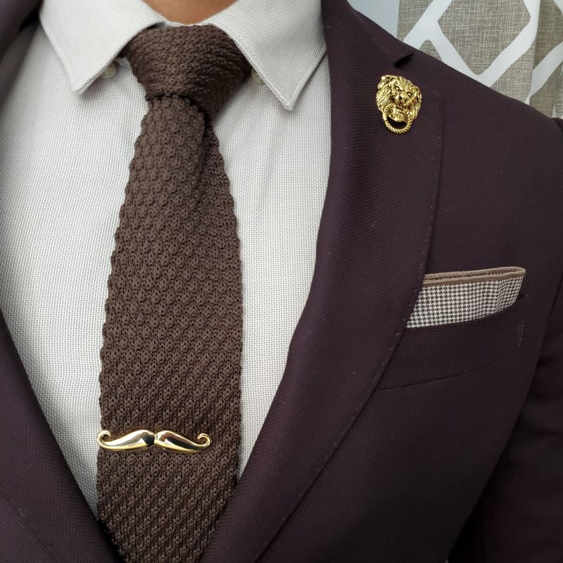 Knitted Point Brown Tie Set