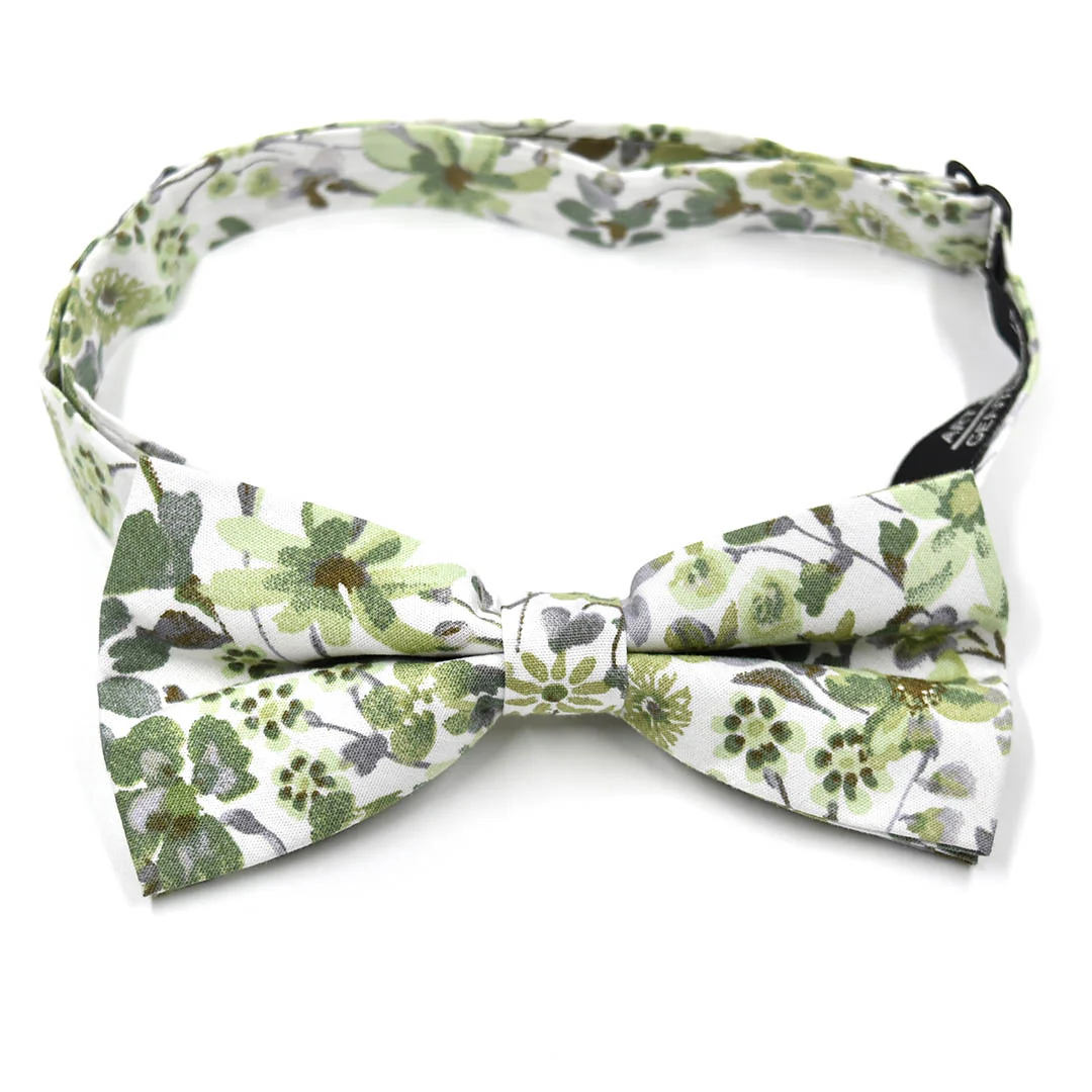 Floral Sage Green Pre Tied Bow Tie