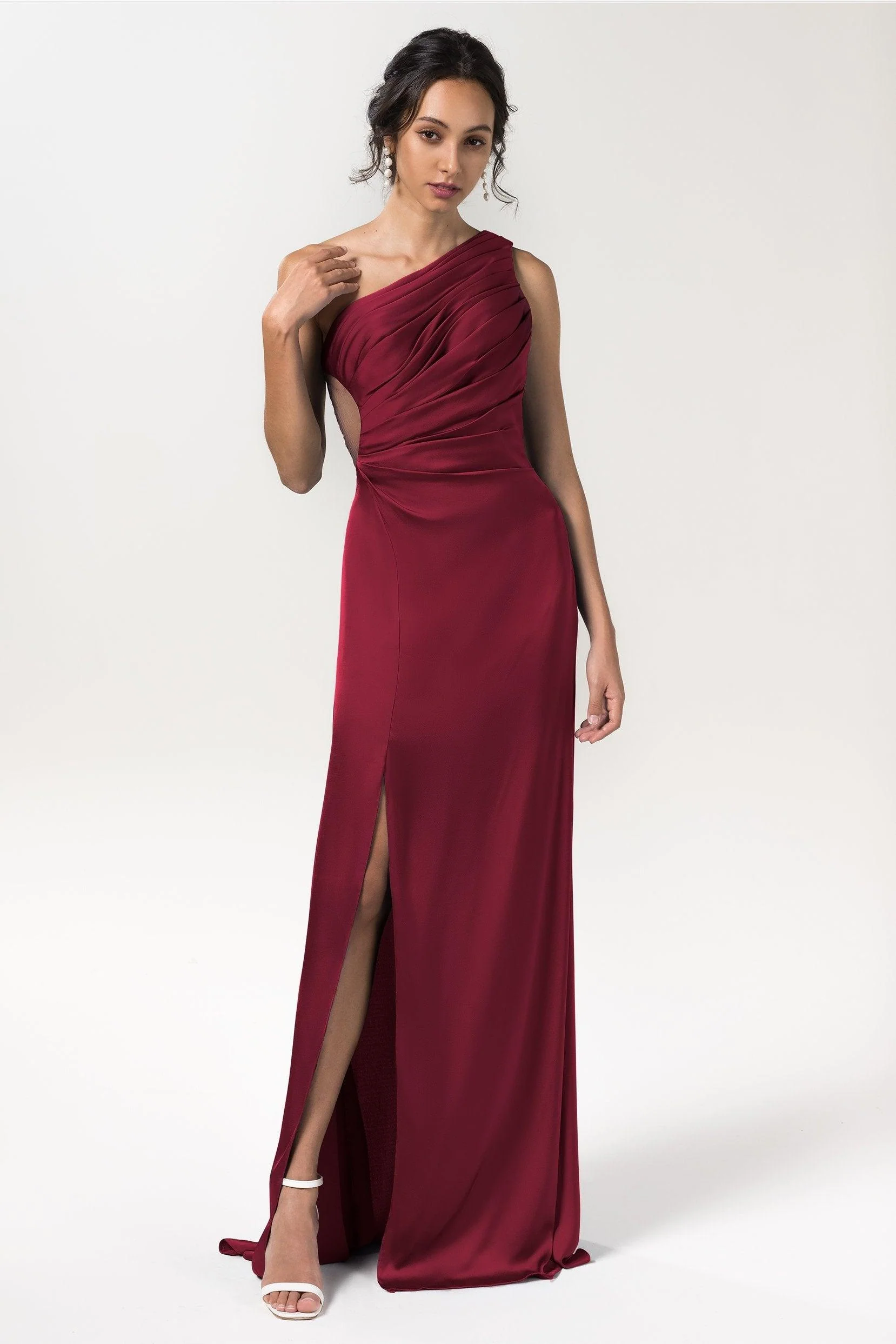 Sheath Floor Length Luxe Satin Bridesmaid Dress Formal Dresses CB0592