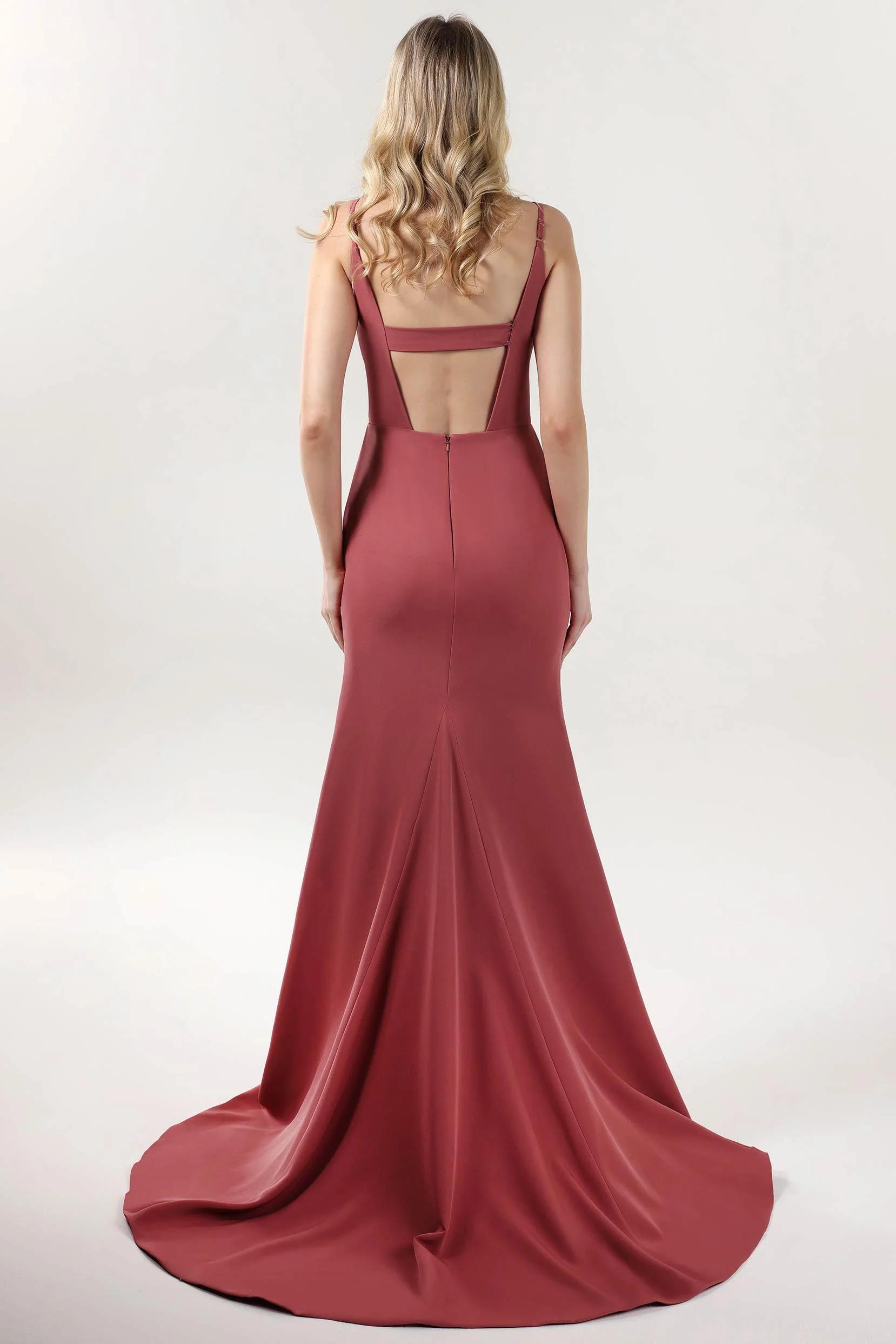 Mermaid Sweep-Brush Train Stretch Crepe Formal Dress CS0588