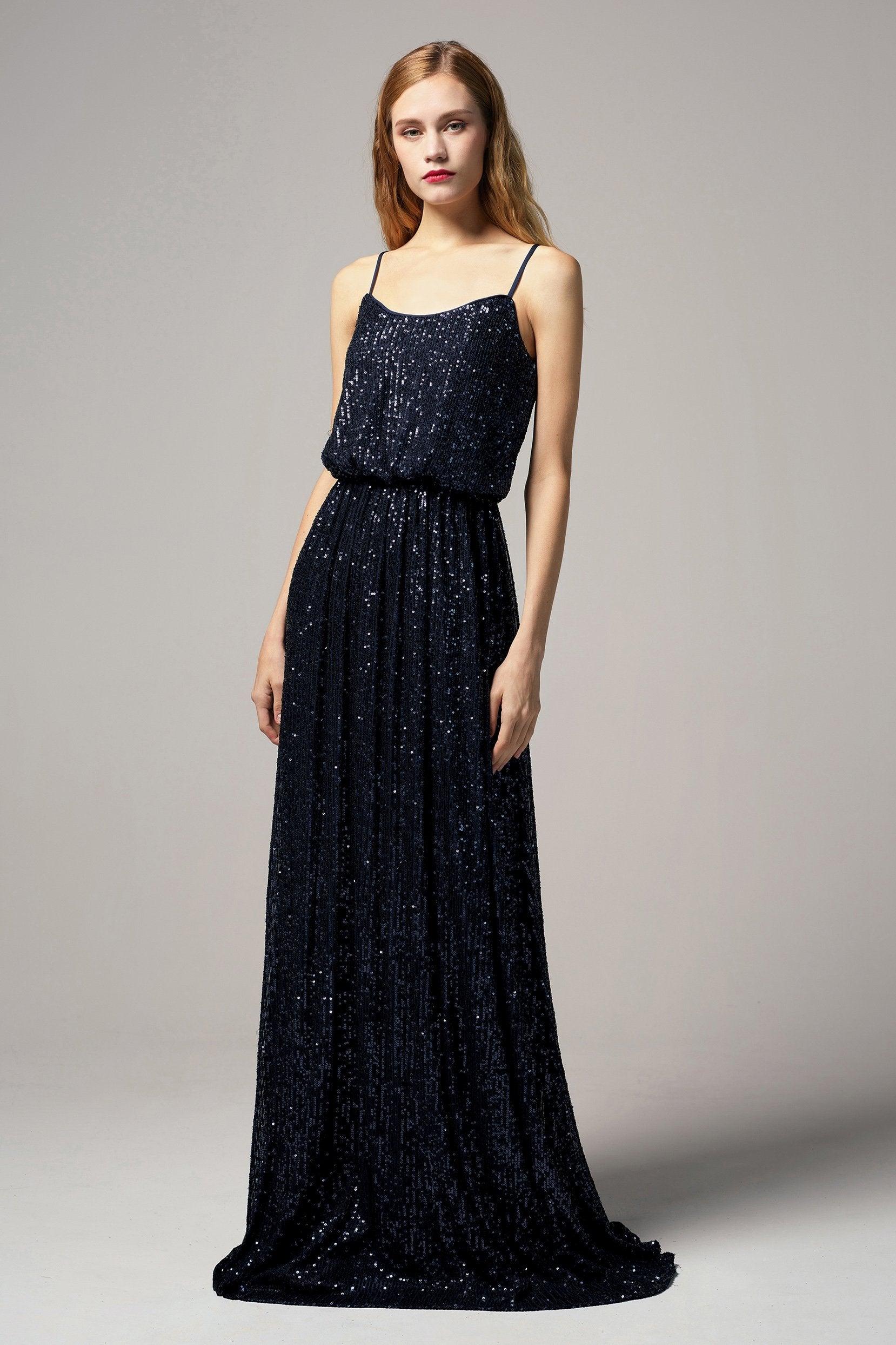A-Line Floor Length Sequined Dress CB0407