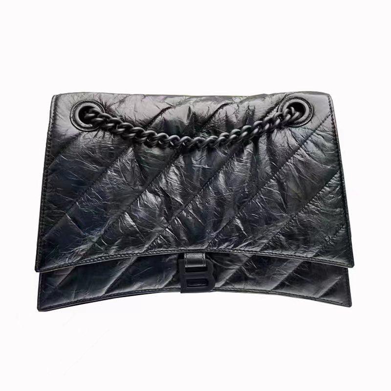 Cowhide pleated diamond check chain bag evening bag 706471330384