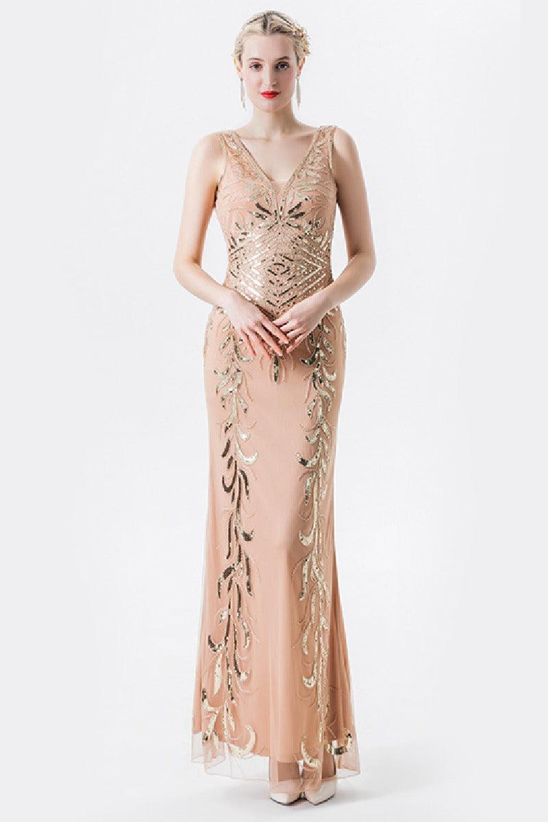 Sheath-Column Floor Length Sequined Lace Dress 669906125997