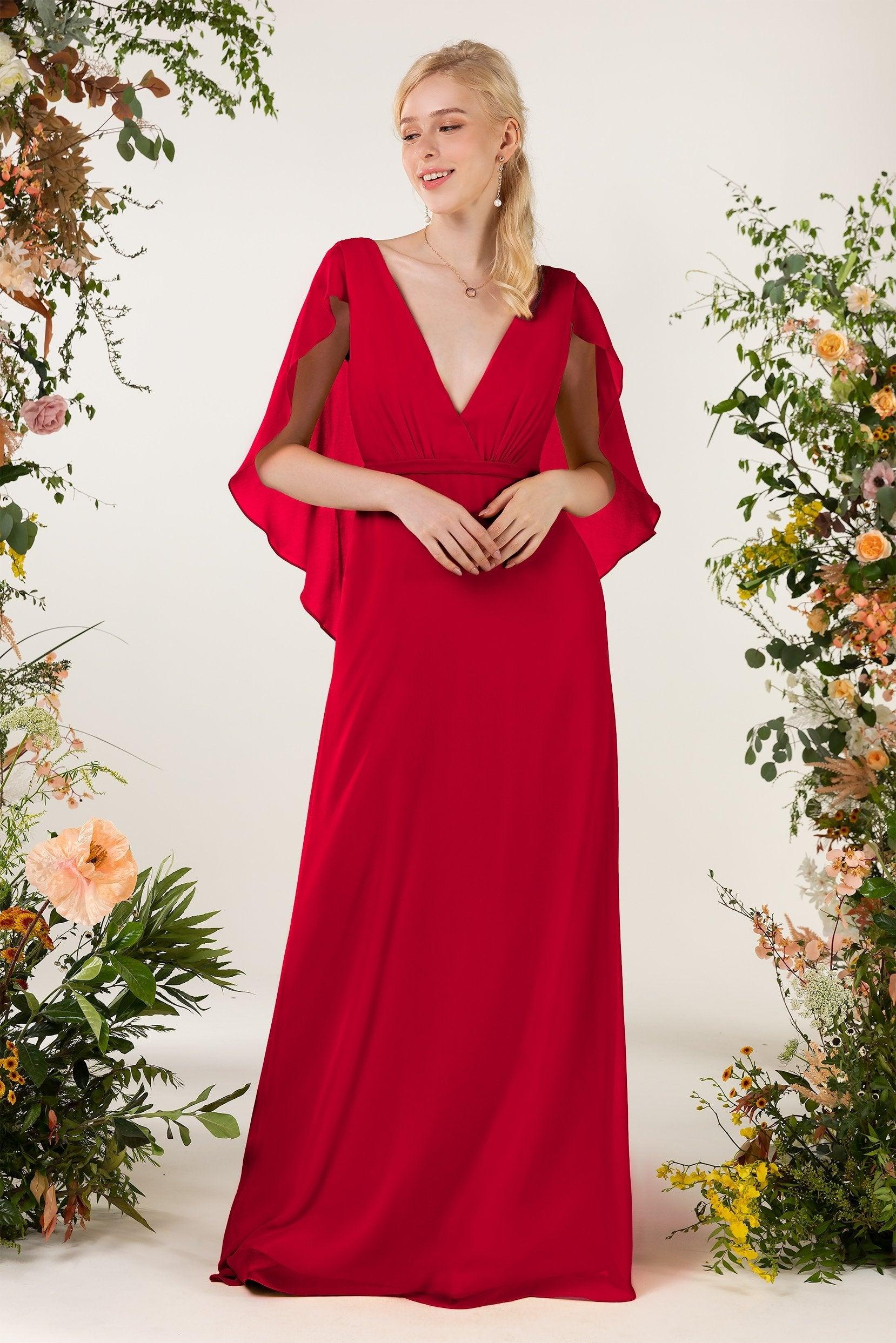 Sheath Sweep-Brush Train Chiffon Bridesmaid Dress CB0468