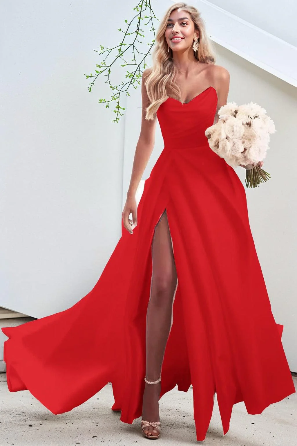 A-Line Court Train Satin Prom Dress CS0423