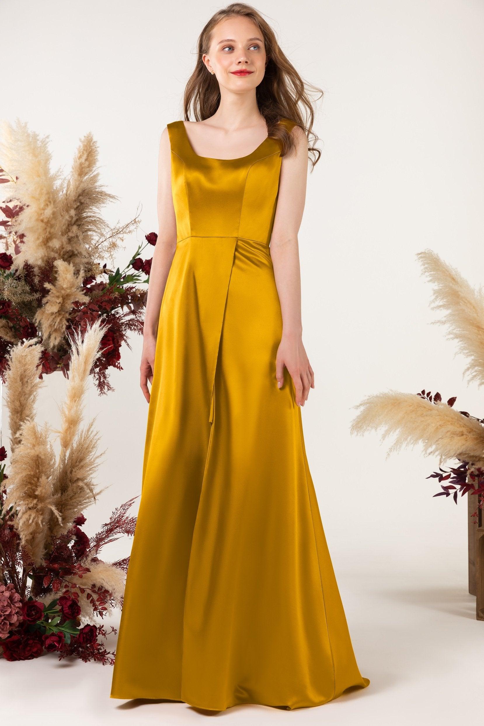 Sheath Sweep Luxe Satin Bridesmaid Dress Formal Dresses CB0496