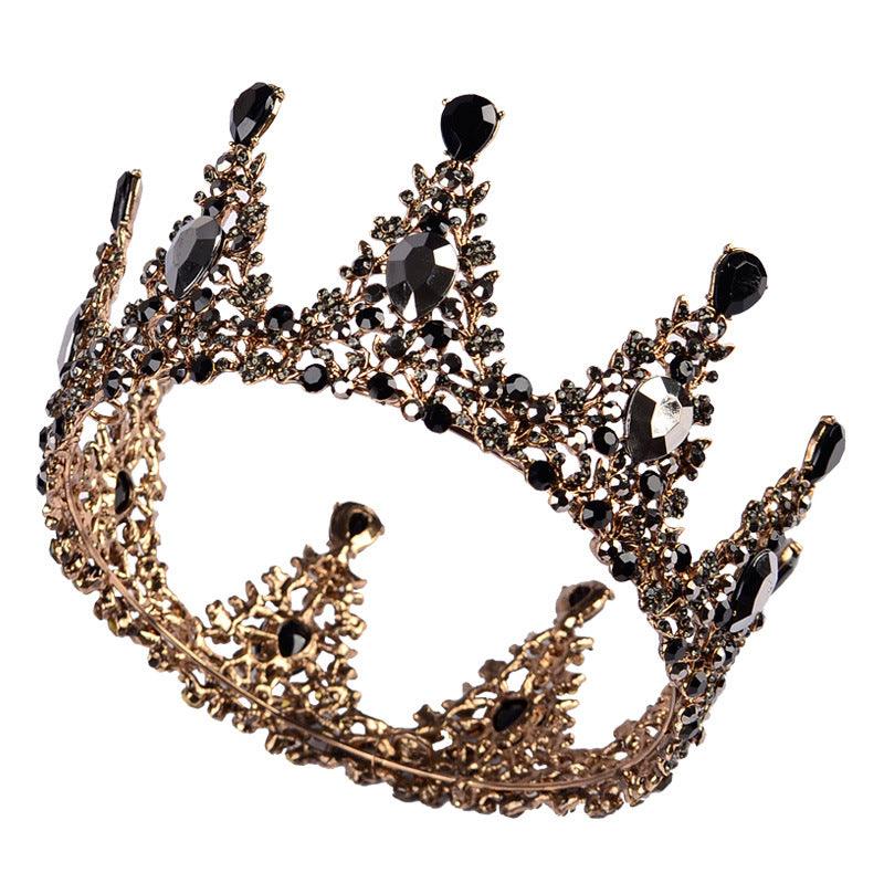 Black Headwear Crown Baroque Crown Rhinestone Headwear 620401524708