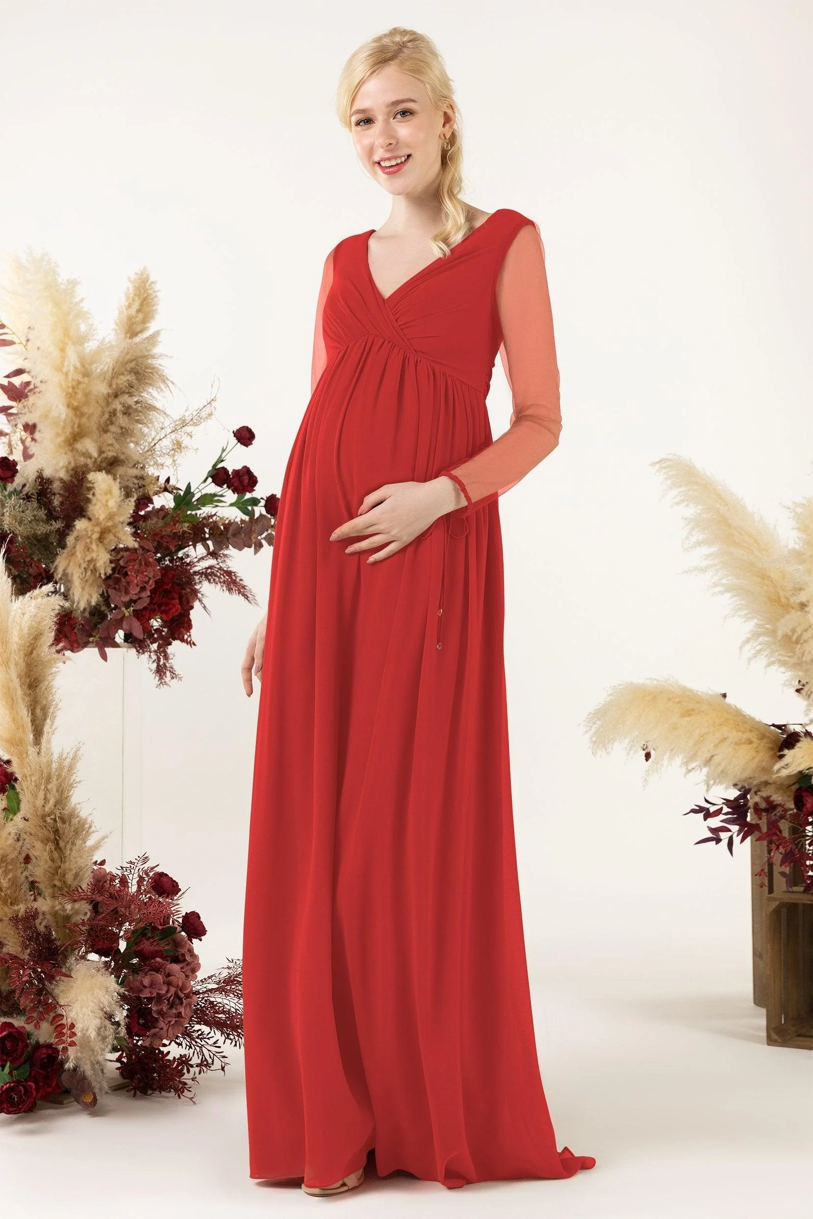 A-Line Sweep-Brush Train Chiffon Bridesmaid Dress CB0461M