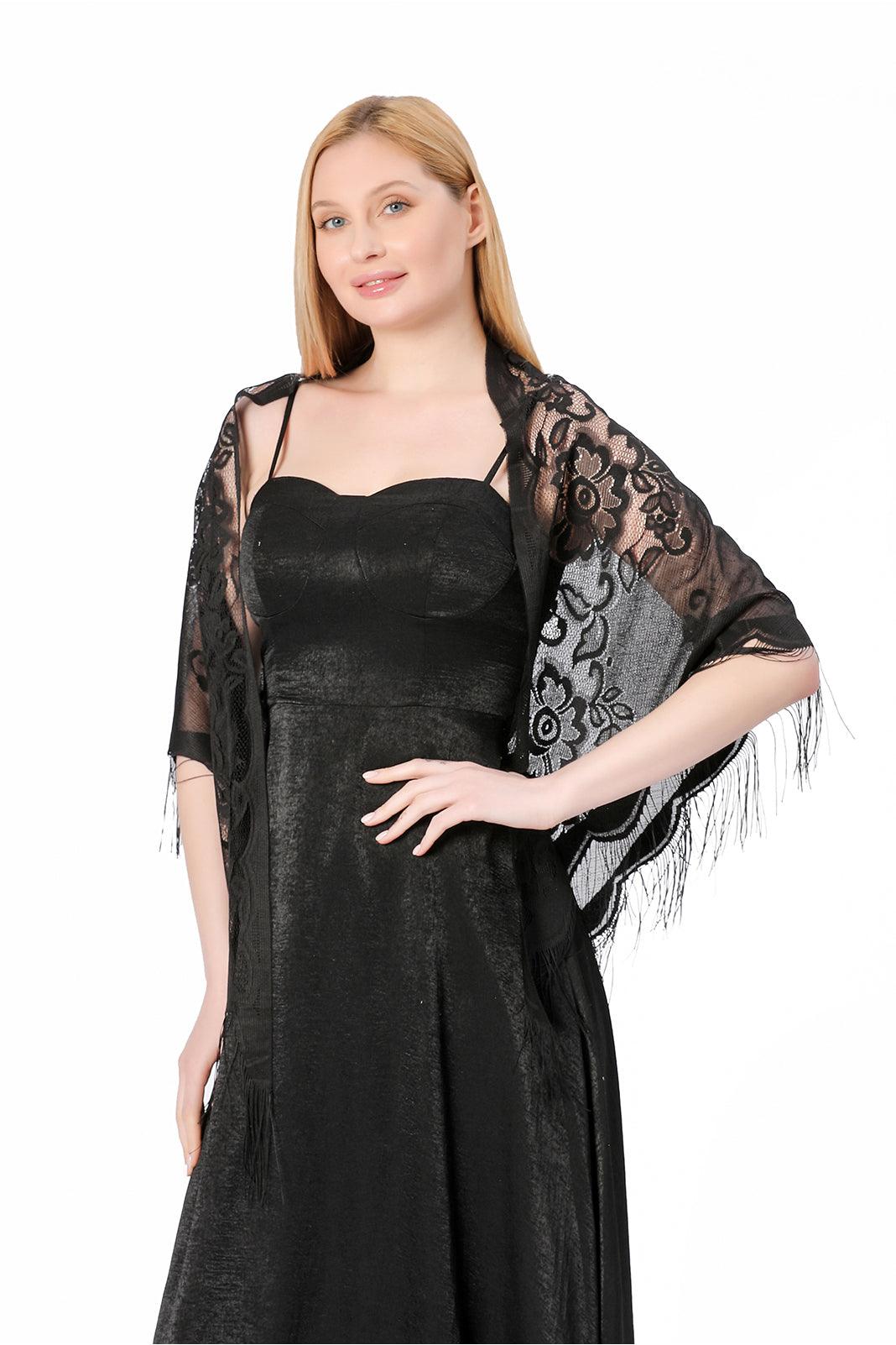 Lace Shawl with Tassels CJ0104