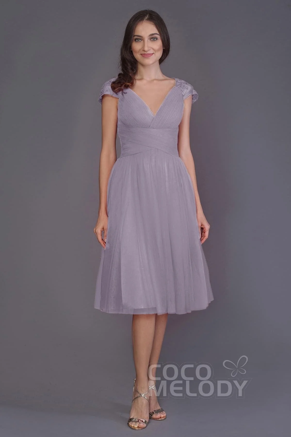 A-Line Knee Length Tulle Bridesmaid Dress PR3515CR