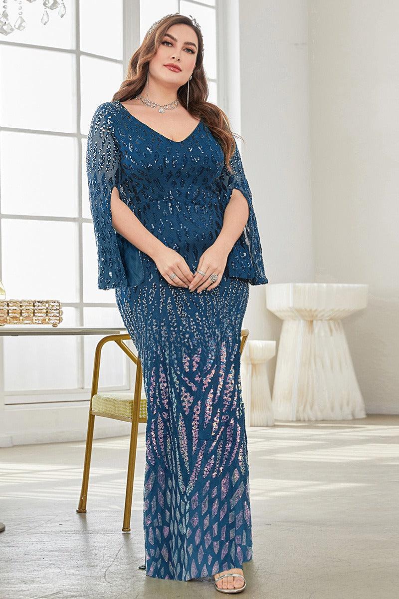 Sheath-column floor length sequined dress 760744990416