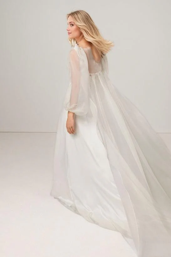 A-Line Court Train Elastic Satin Wedding Dress CW3439