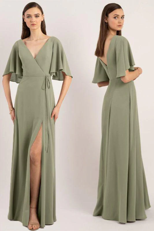 A-Line Maxi Chiffon Bridesmaid Dress 818808852375