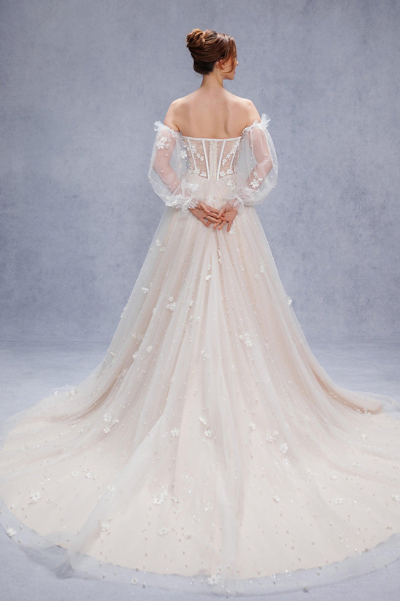 A-Line Court Train Tulle Wedding Dress CW3341