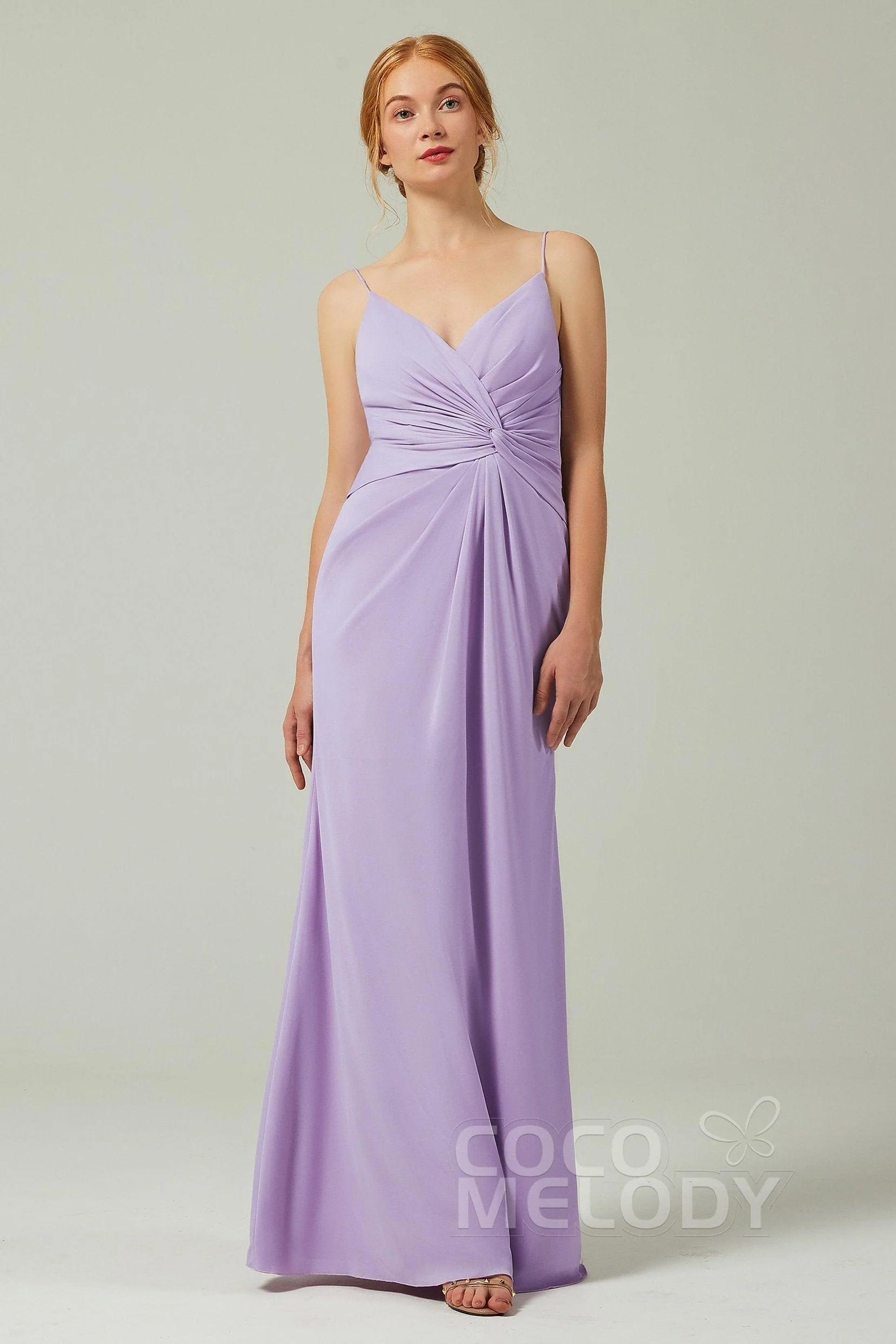 Sheath-Column Floor Length Chiffon Bridesmaid Dress CB0350