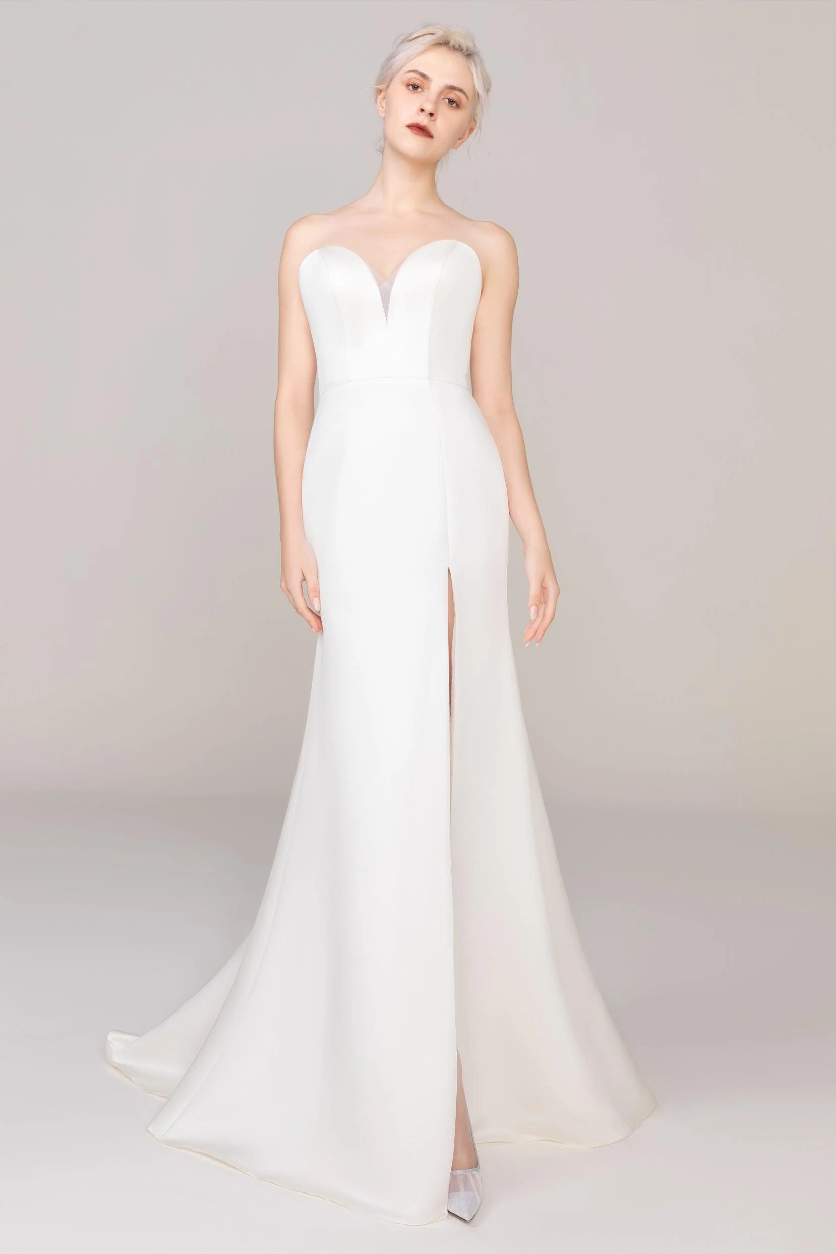 Trumpet-Mermaid Sweep-Brush Train Satin Wedding Dress CW2423