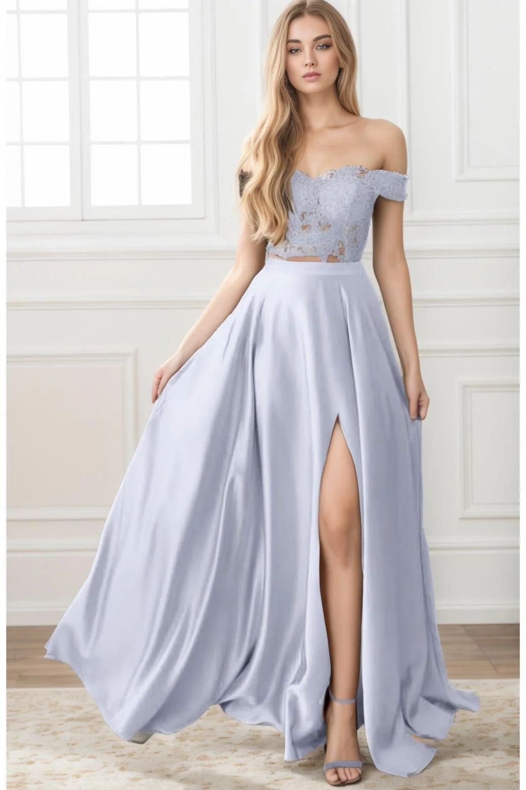 A-Line Sweep-Brush Train Elastic Satin Prom Dress CS0414