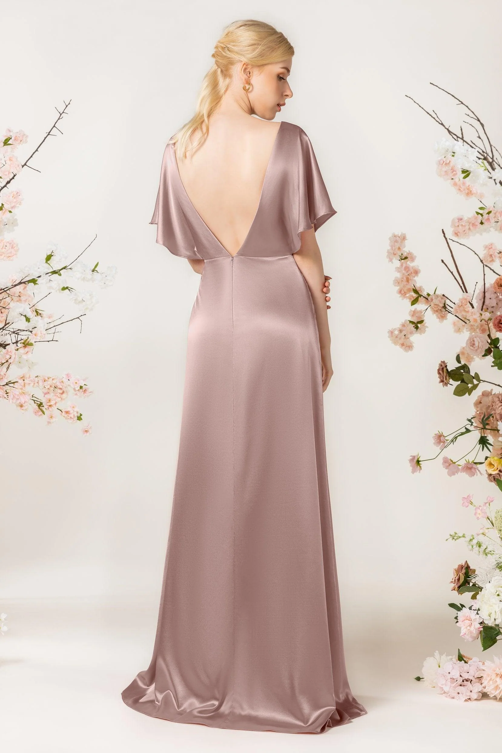 Sheath Sweep Luxe Satin Bridesmaid Dress Formal Dresses CB0505PS