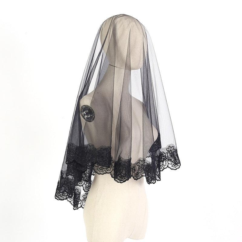 Halloween headwear Ghost bridal veil black short 639316031571
