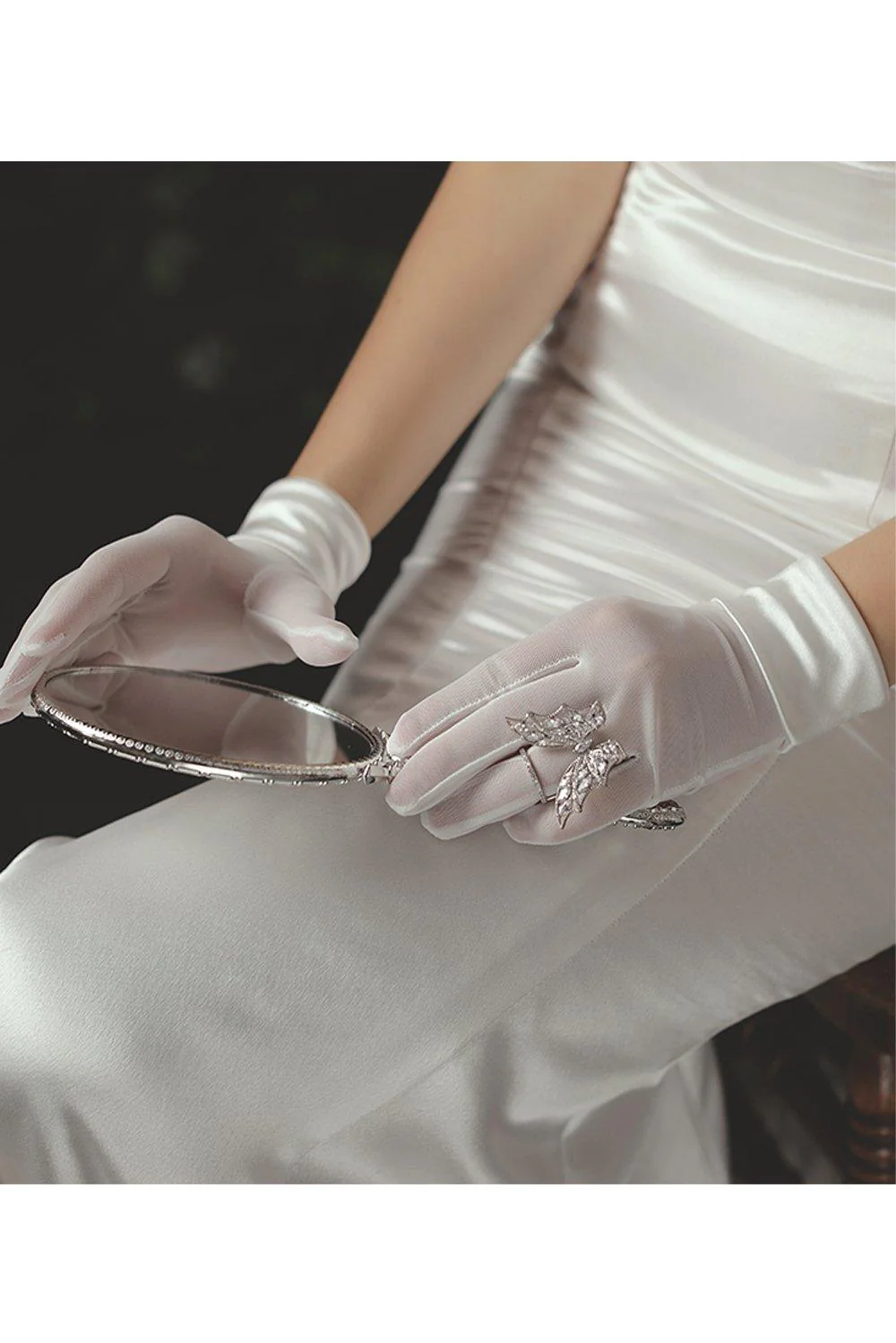 Fingertips Wrist Length Satin Wedding Gloves CD0080