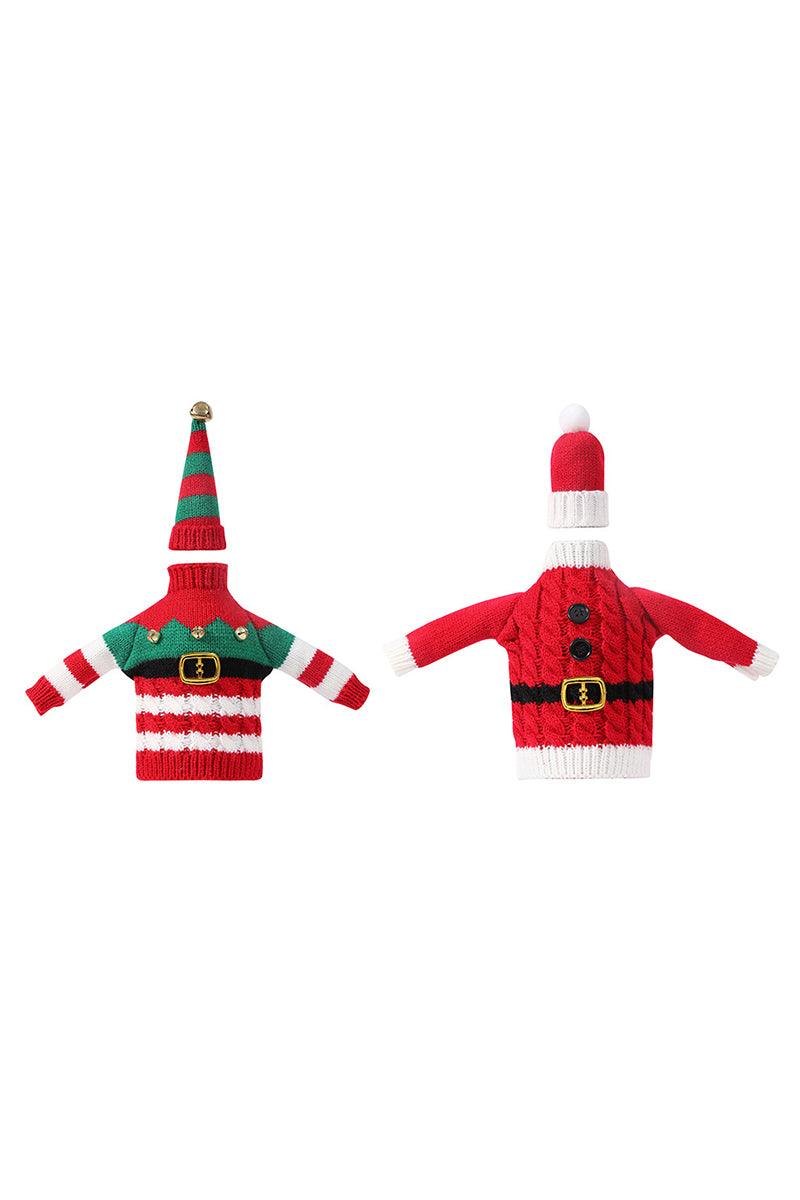Christmas decorations wine knit bottle set holiday scene layout 768517703785