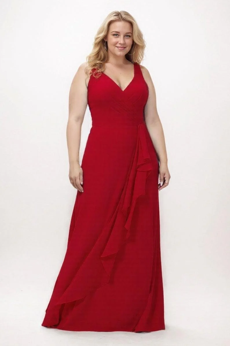 Sheath-Column Floor Length Chiffon Bridesmaid Dress Formal Dresses CB0344PS