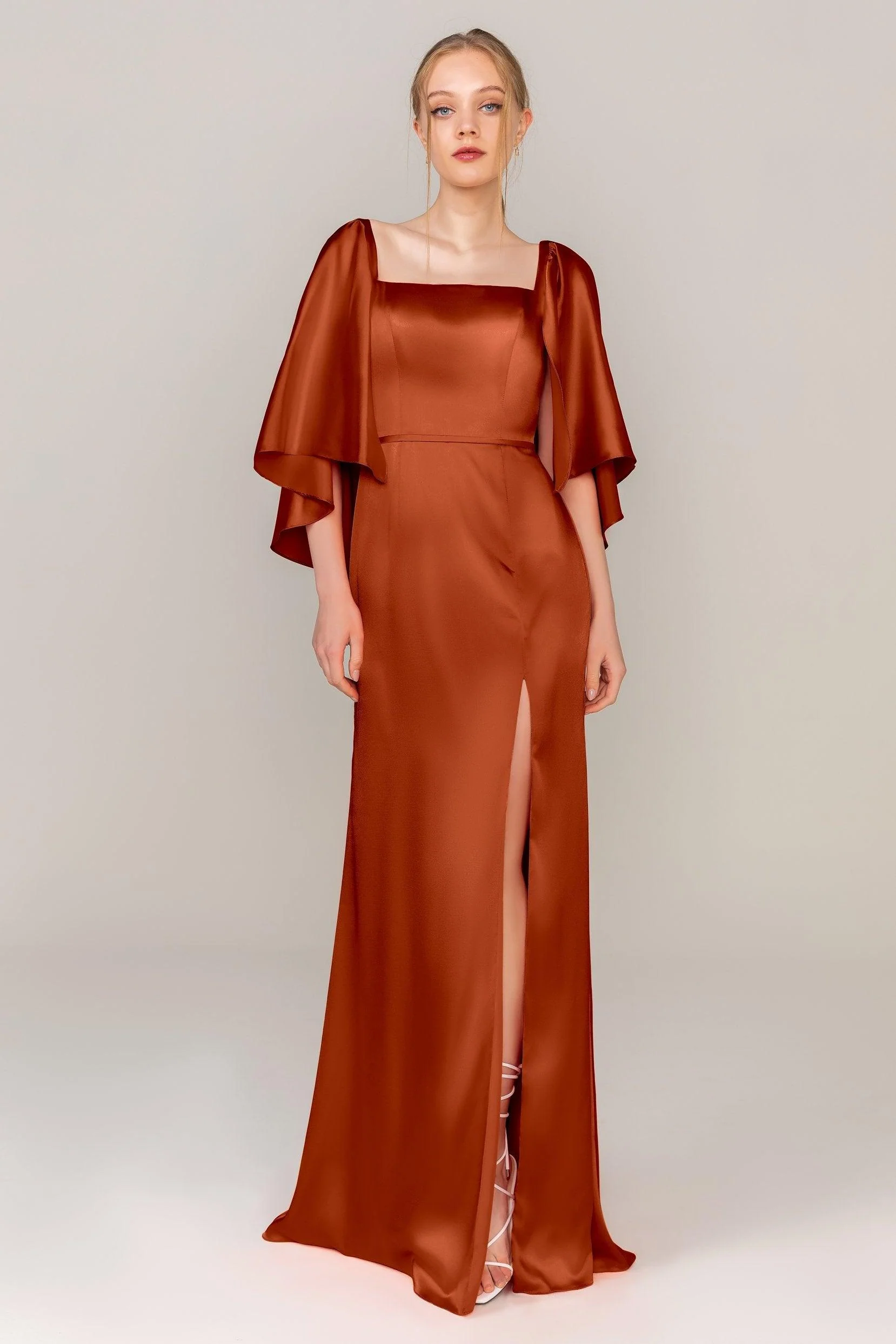 Sheath Sweep Train Luxe Satin Dress CS0320
