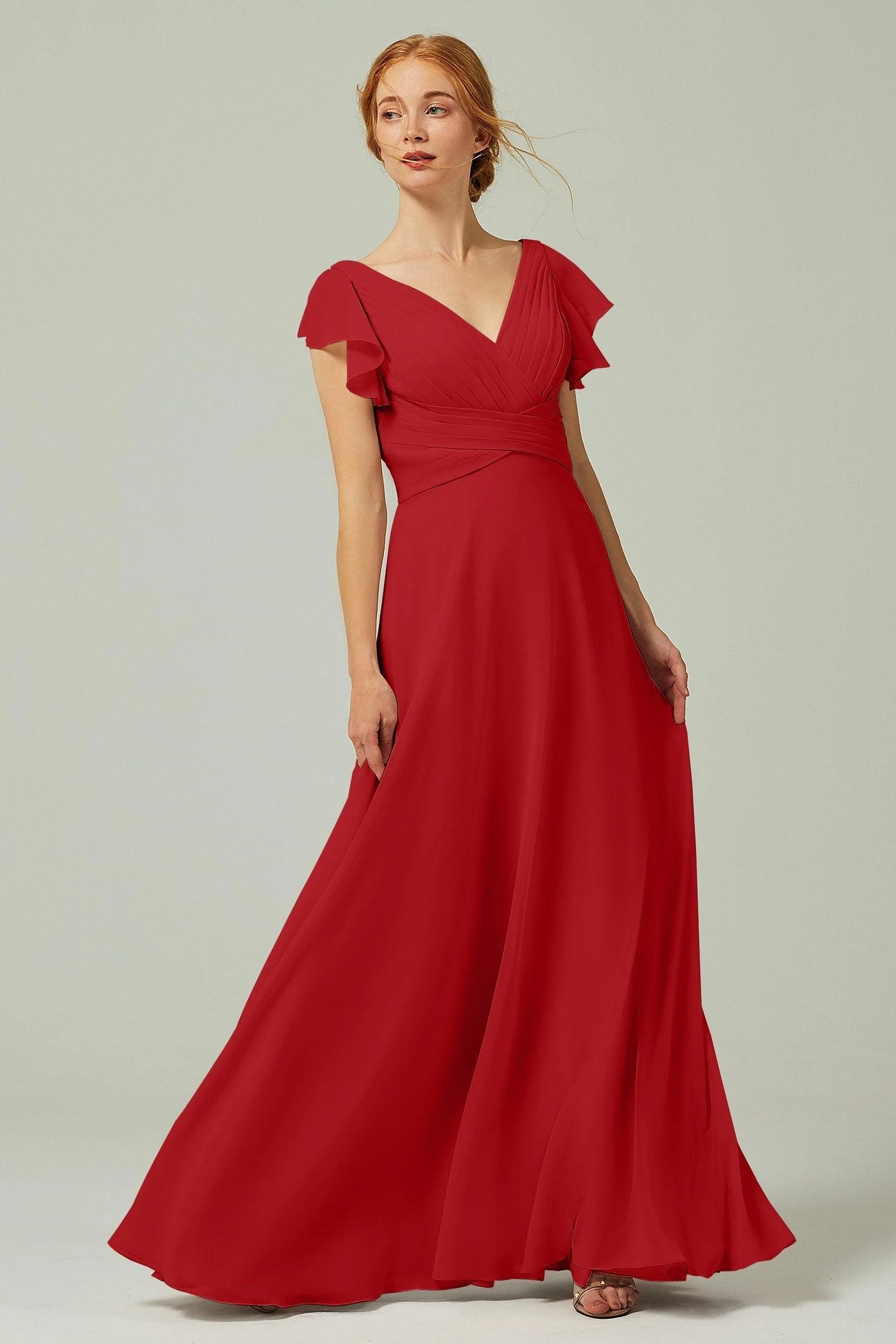 A-Line Floor Length Chiffon Bridesmaid Dress CB0302