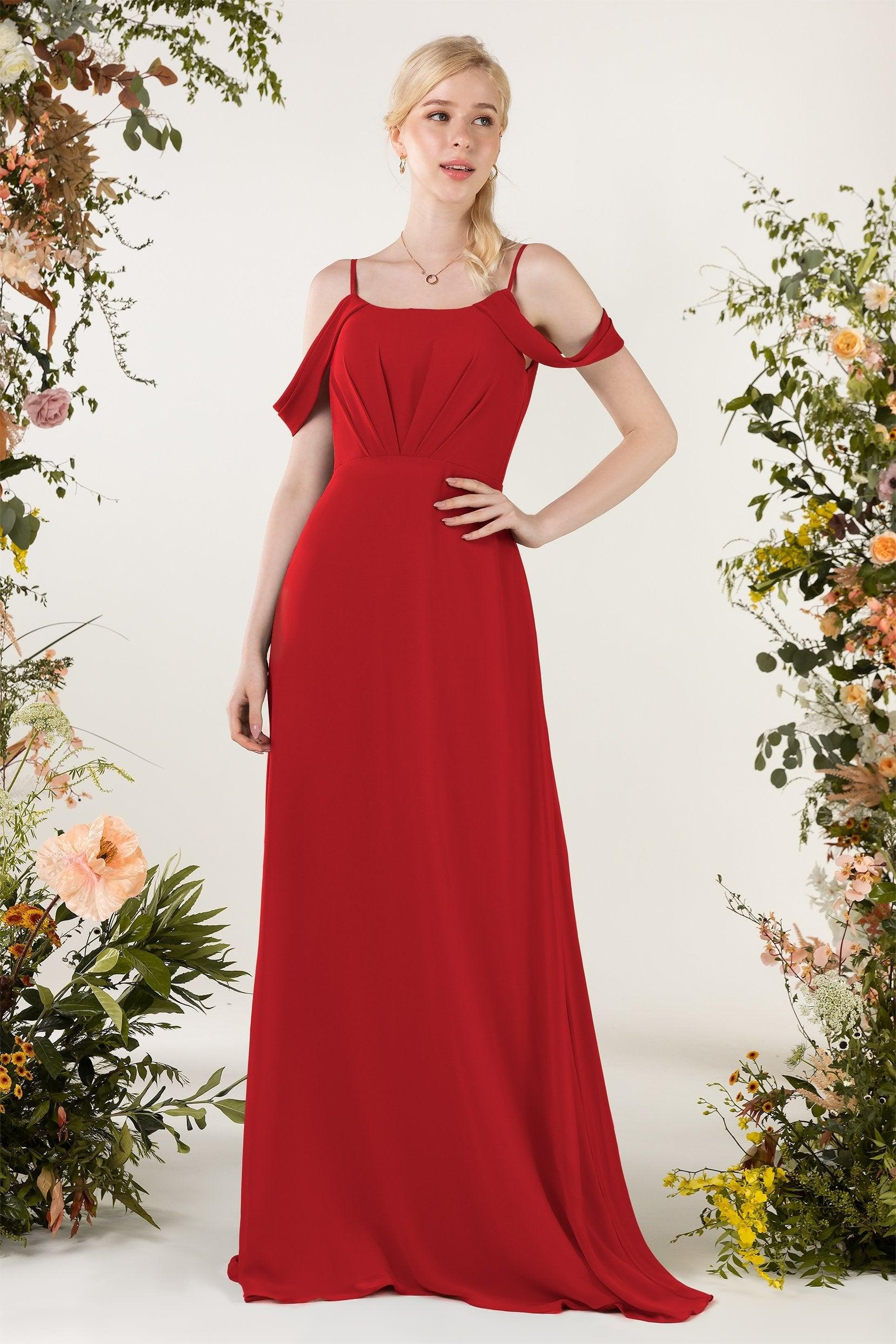 Sheath Sweep-Brush Train Chiffon Bridesmaid Dress CB0453