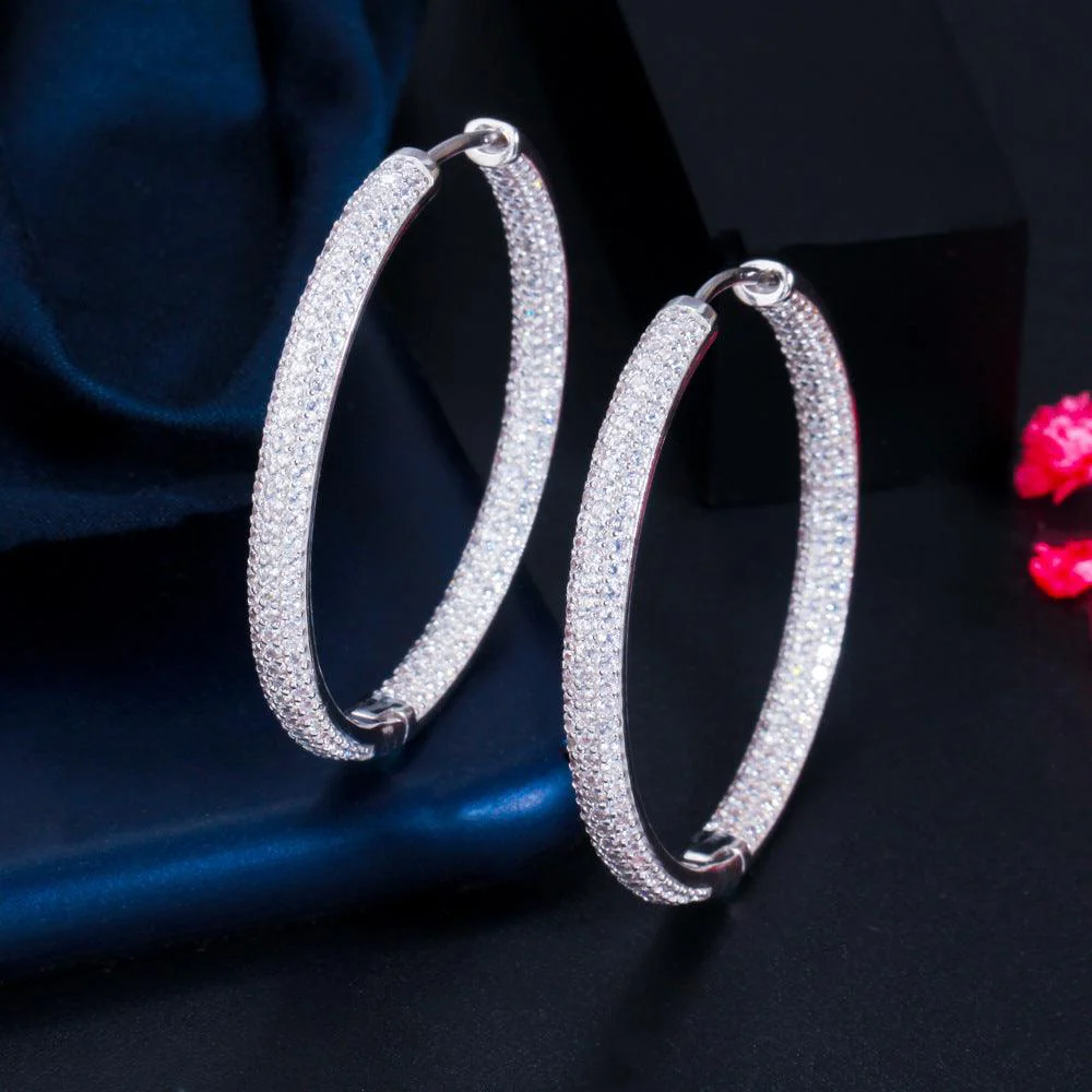 Zircon plated round earrings 641798255069