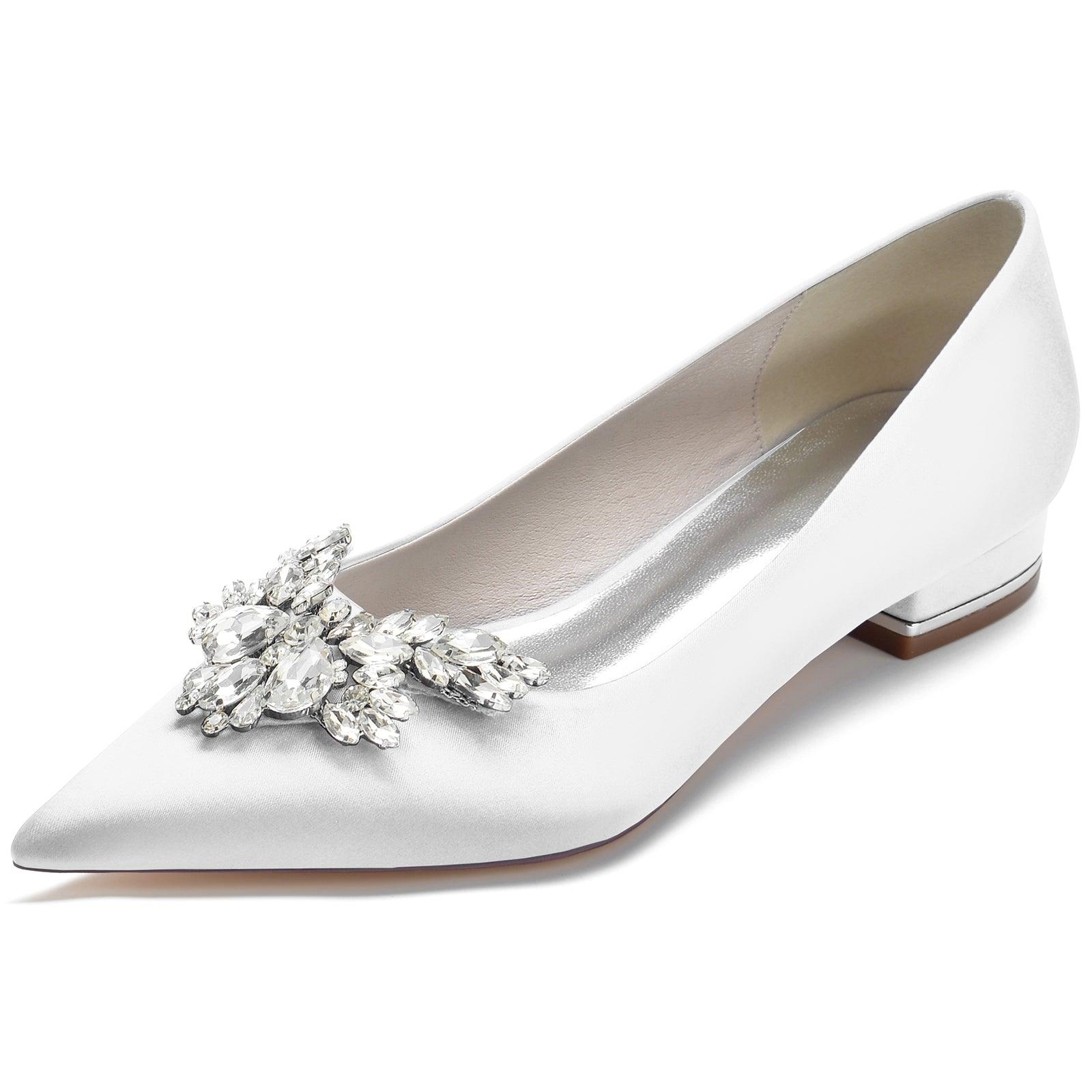 White Satin Pointy Shoes CK0279