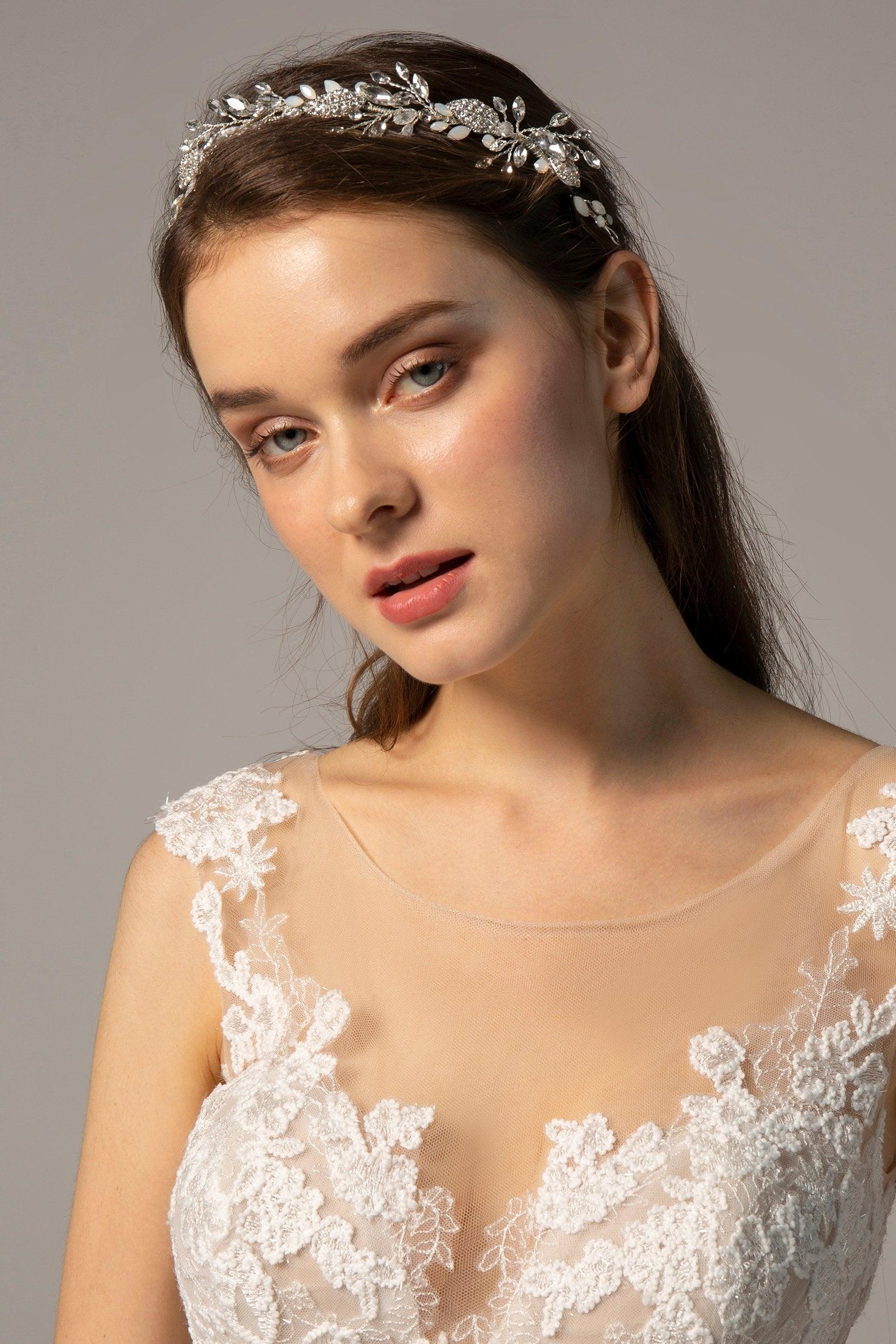Alloy Headpieces with Rhinestone and Opal CH0274
