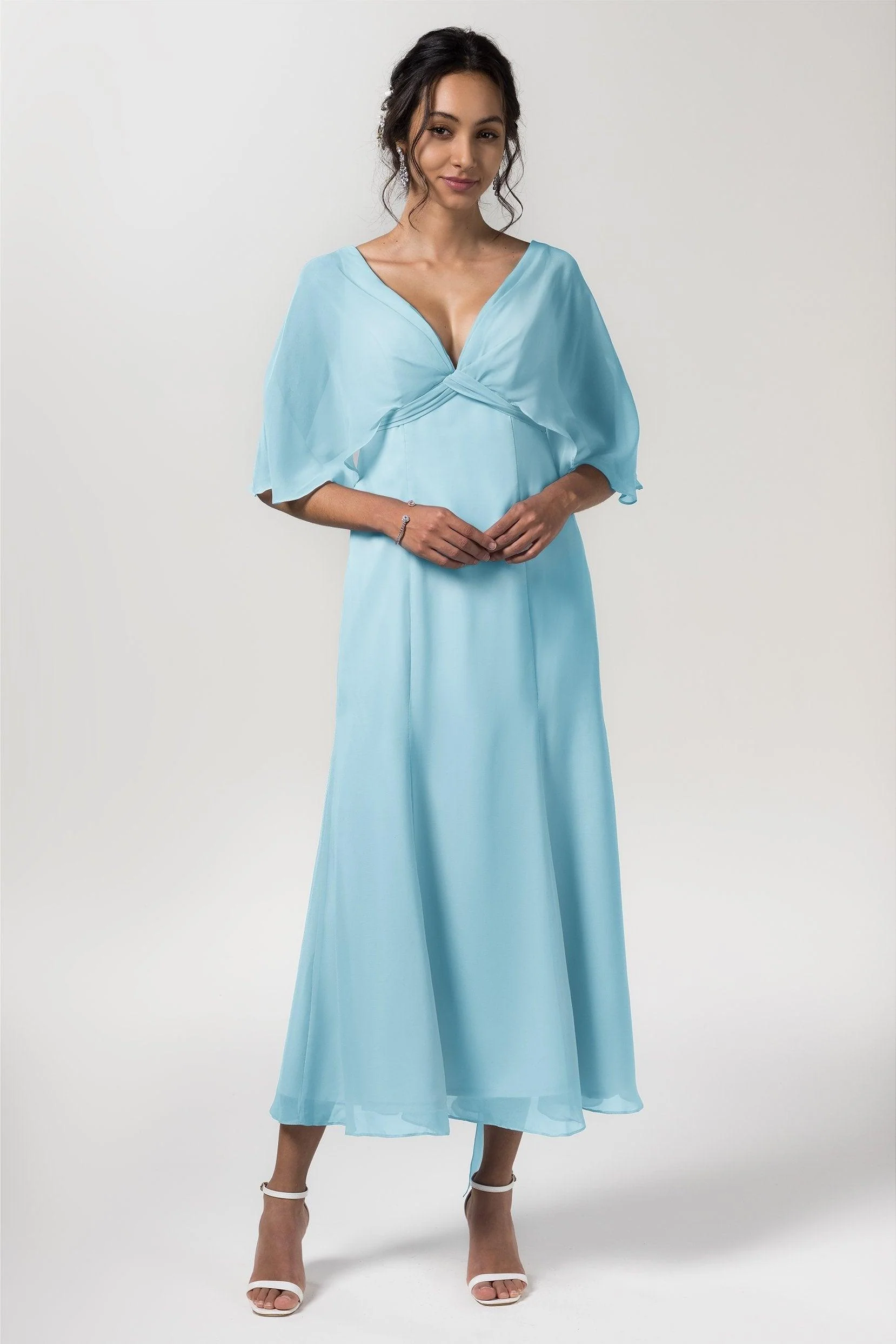 A-Line Tea Length Chiffon Bridesmaid Dress CB0553