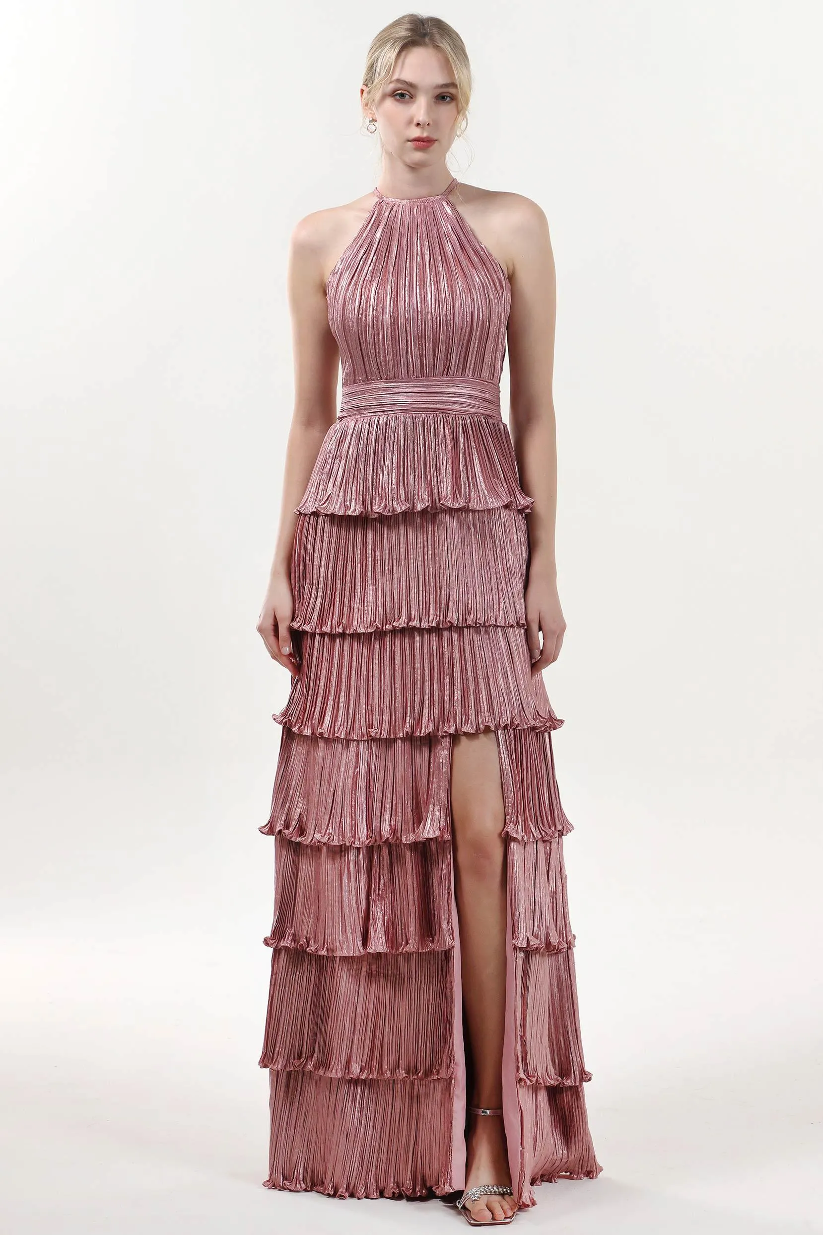 A-line Maxi Metallic Formal Dress CS0652