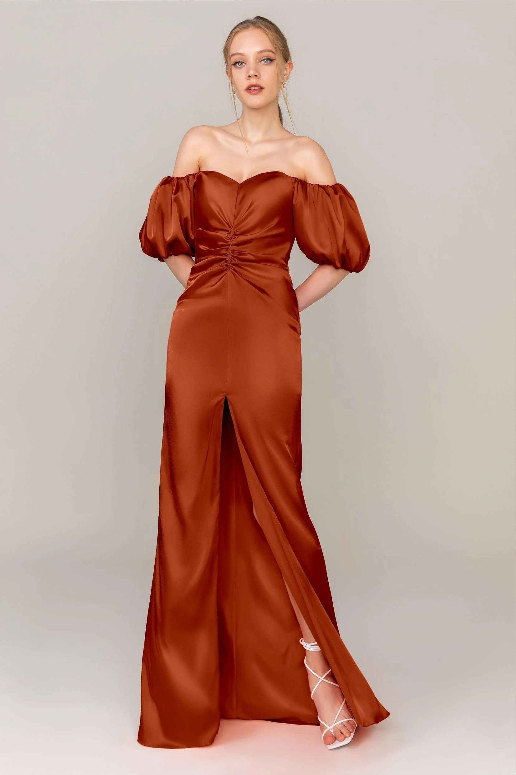 Sheath Floor Length Luxe Satin Dress CS0322