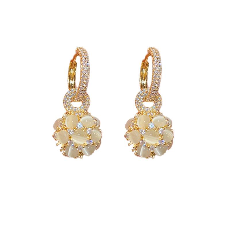 Personality delicate trend opal ball earrings 728149054328