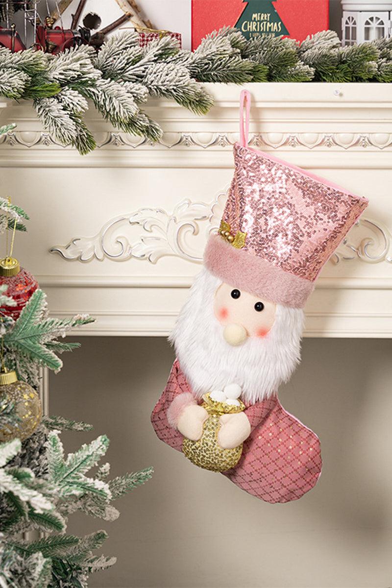 Christmas decorations European pink sequin gift socks 837007874031
