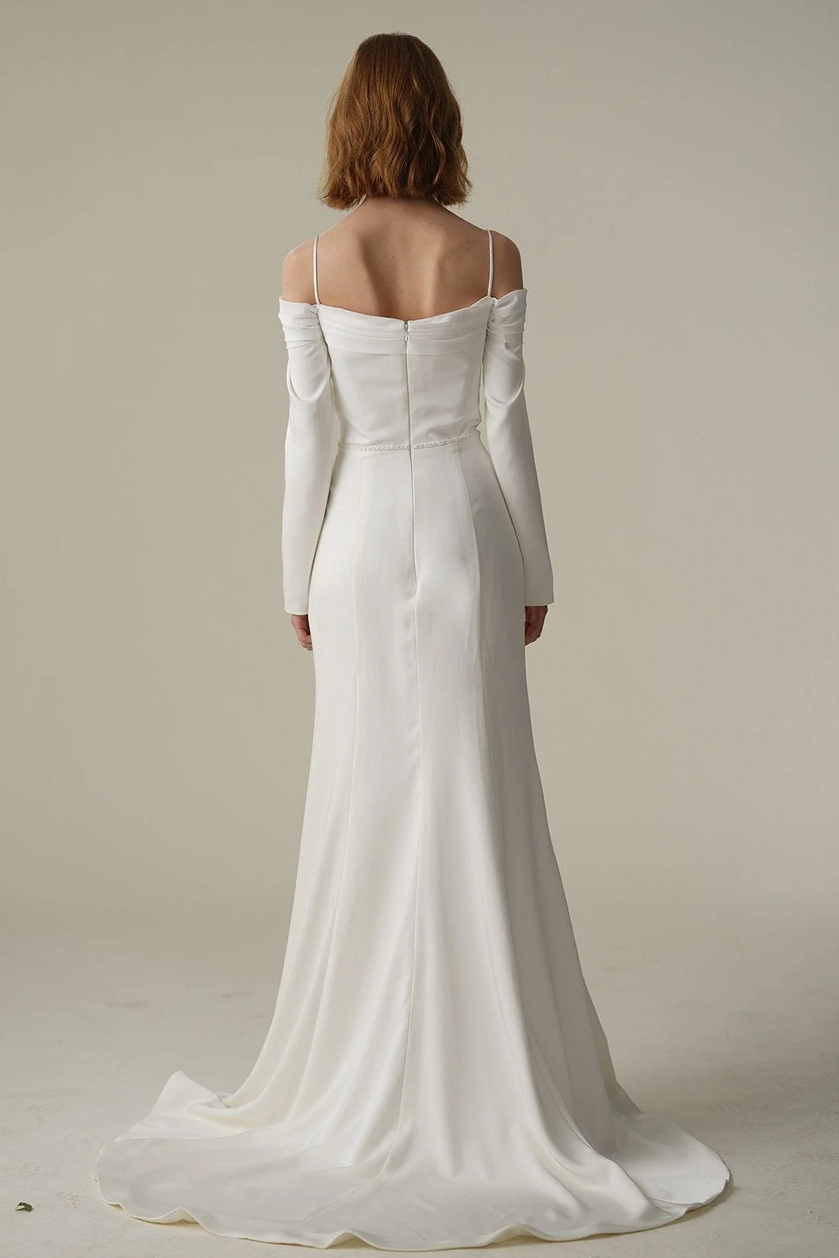 Trumpet-Mermaid Court Train Satin Wedding Dress CW3088