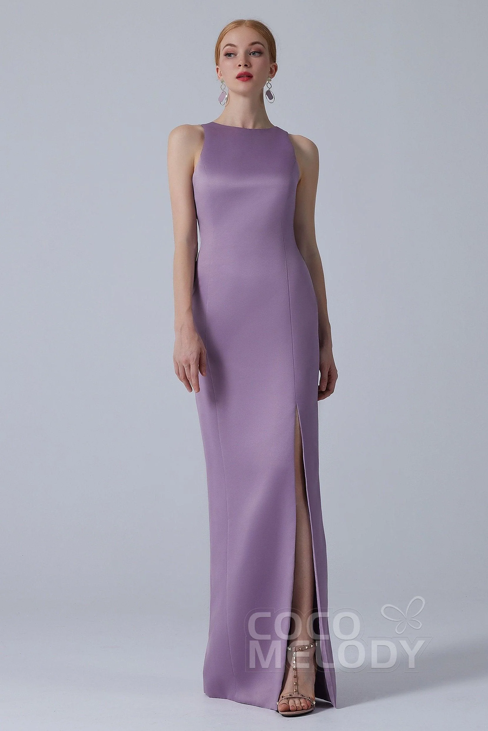 Sheath-Column Floor Length Satin Dress CB0267