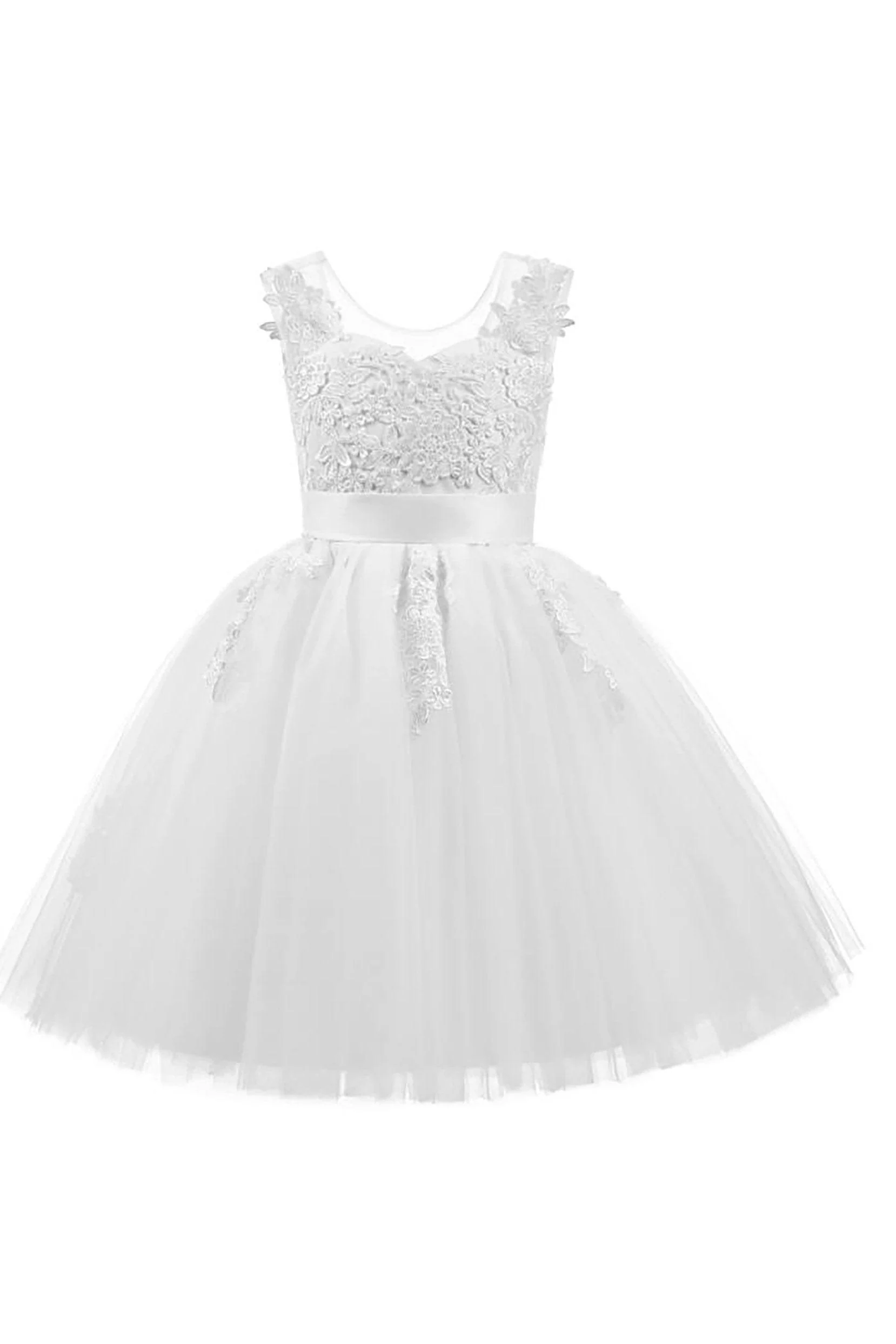 A-Line Knee Length Tulle Lace Flower Girl Dress CF0325