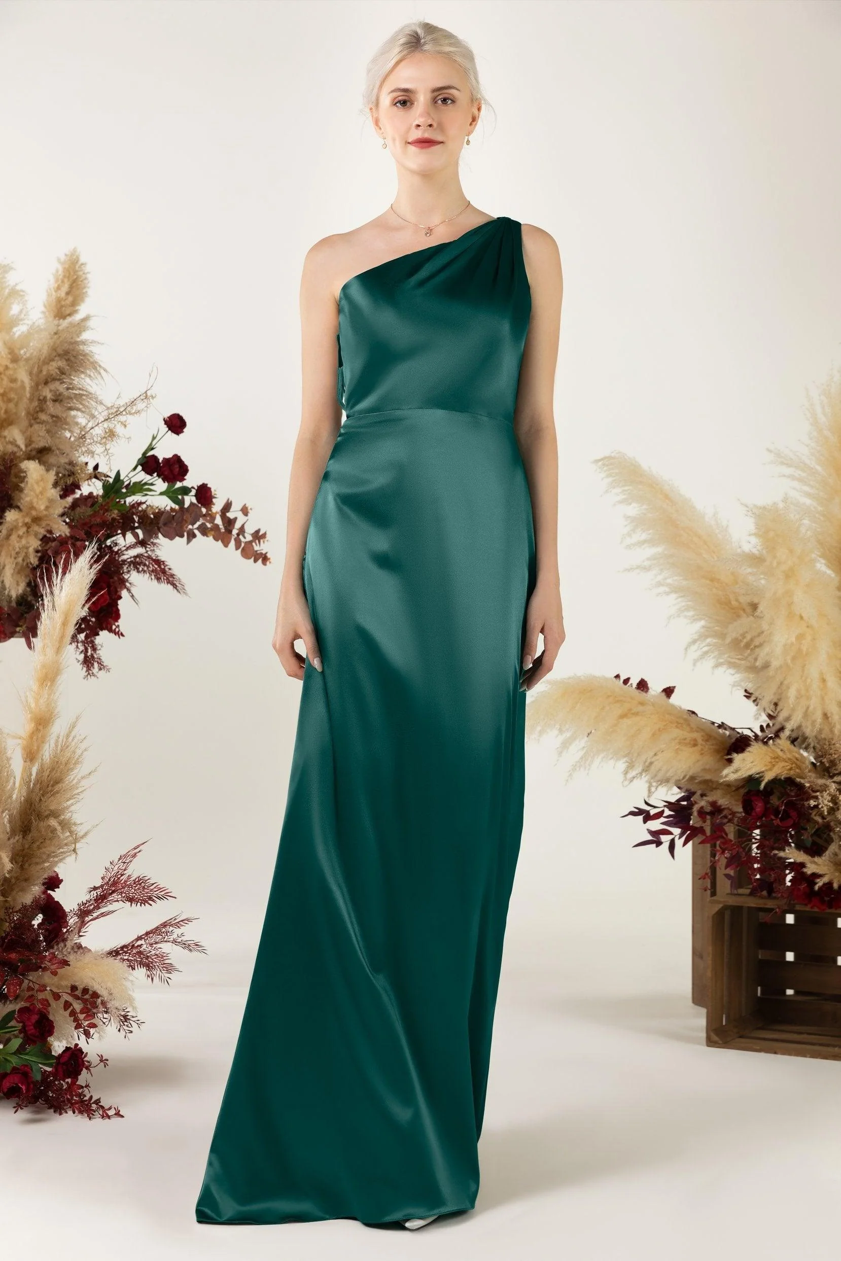 Sheath Sweep Luxe Satin Bridesmaid Dress Formal Dresses CB0503