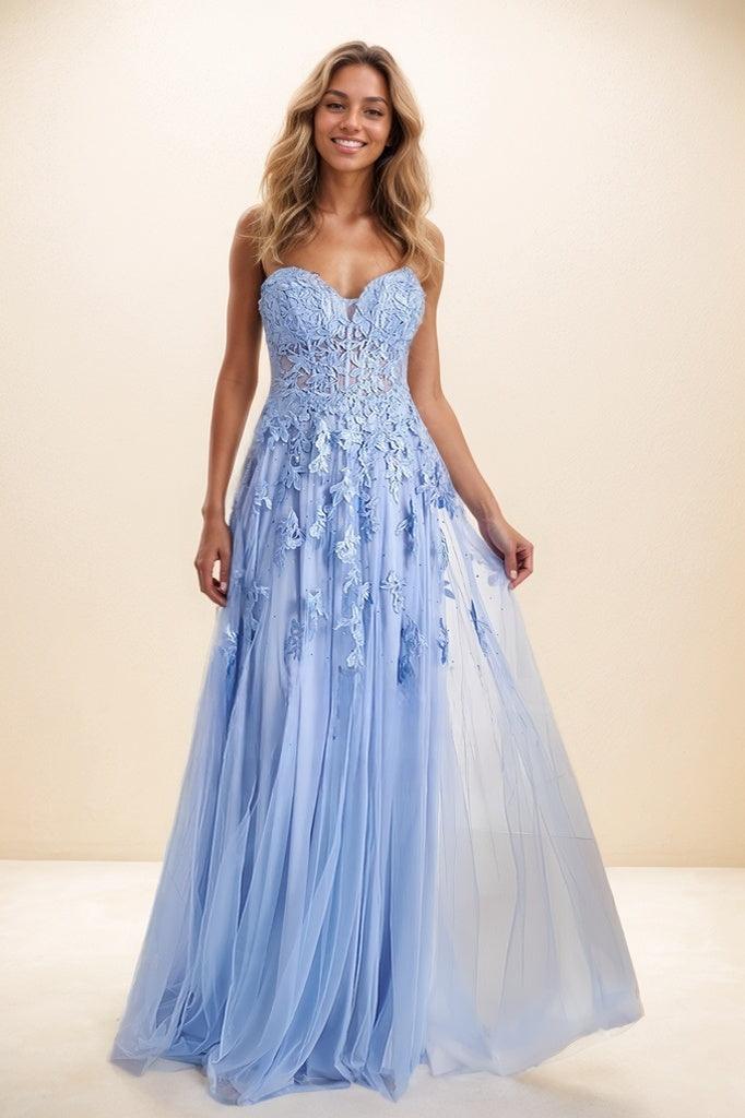 A-Line High Split Sweep Train Matte Satin Prom Dresses CS0807